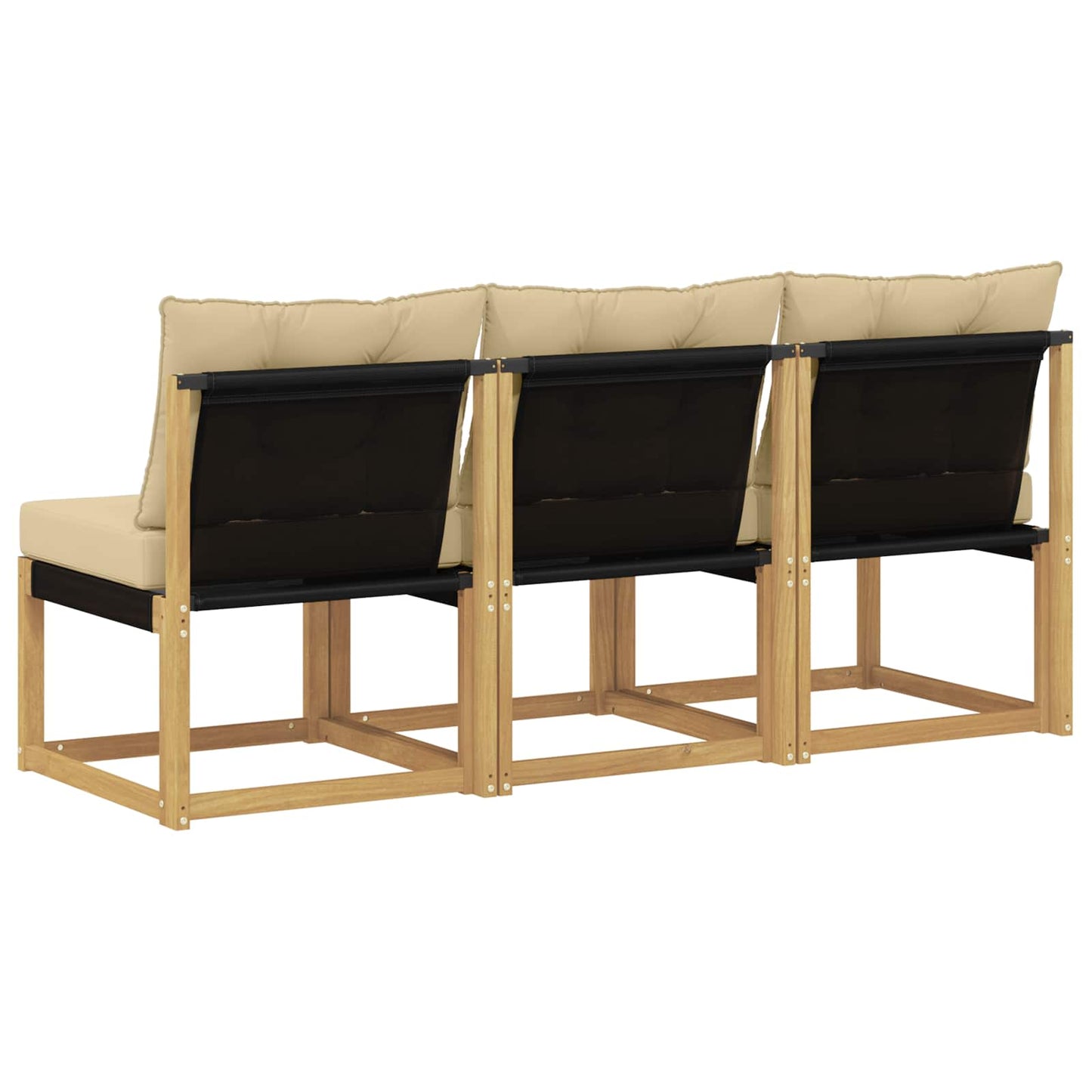 3 stk. Udendørs Mellem Sofa Massivt akacietræ og Textilene-stof