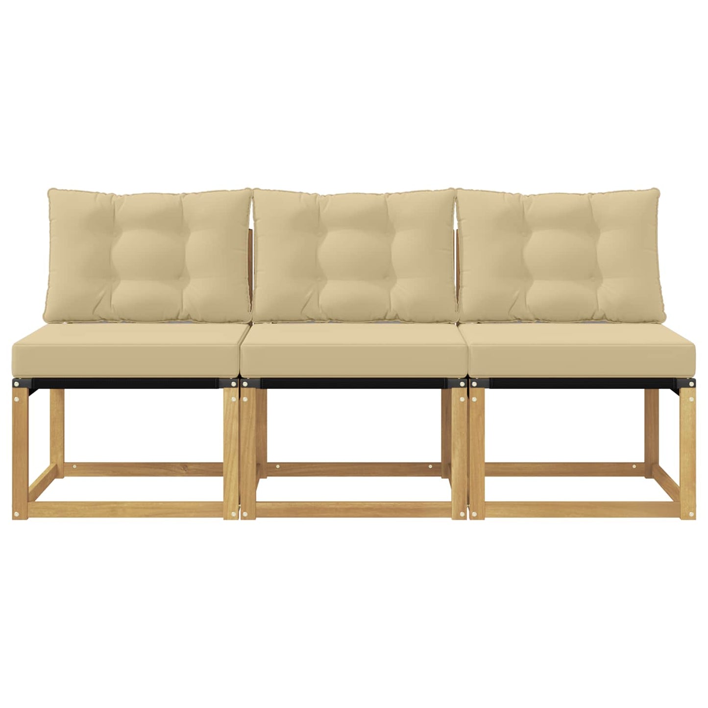 3 stk. Udendørs Mellem Sofa Massivt akacietræ og Textilene-stof
