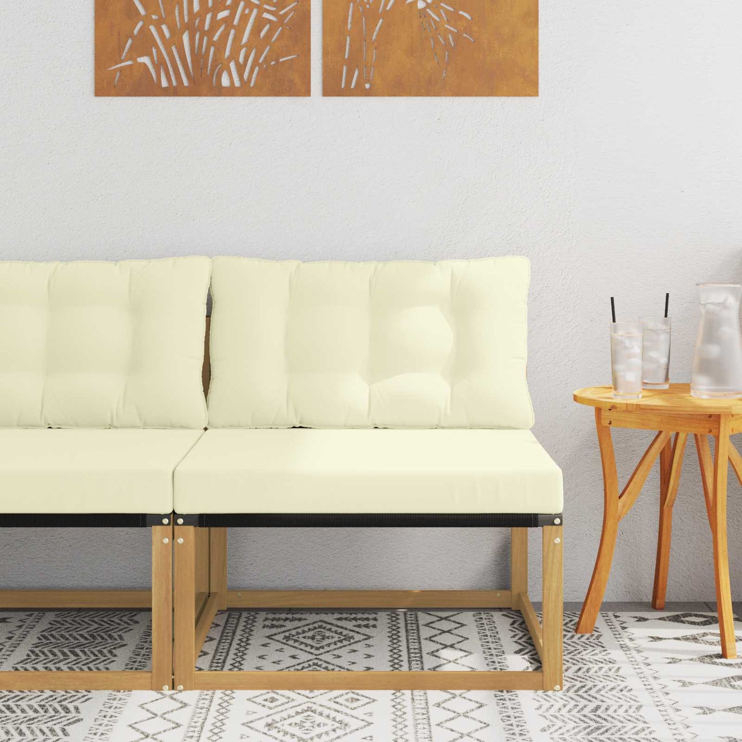 Udendørs Mellem Sofa med pude Hvid 79 x 83 x 73 cm stål