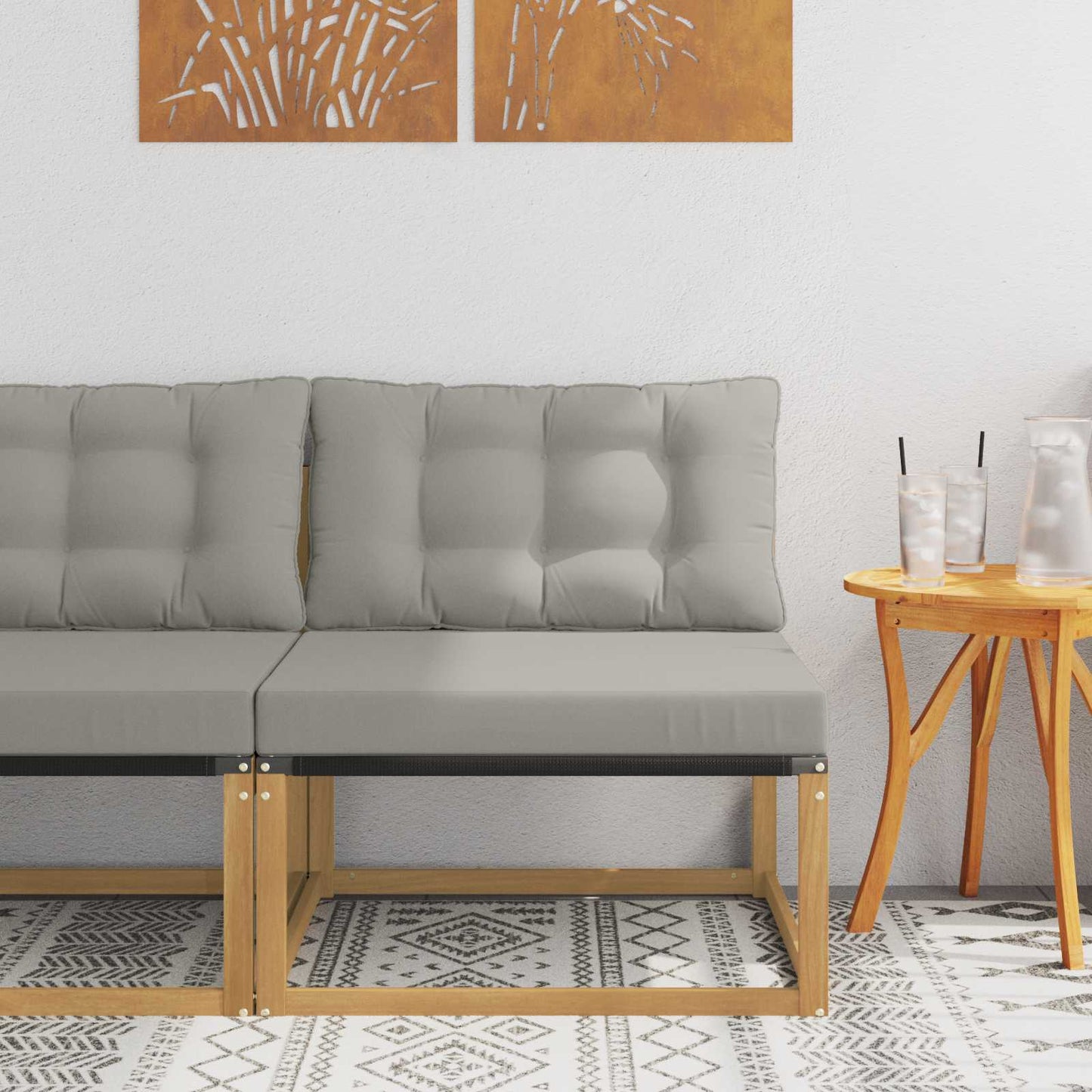 Udendørs Mellem Sofa med pude Hvid 79 x 83 x 73 cm stål