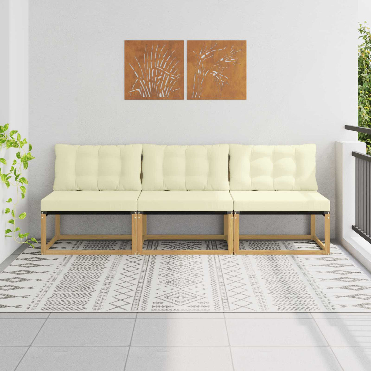 Udendørs Mellem Sofa Massivt Akacietræ Hvid