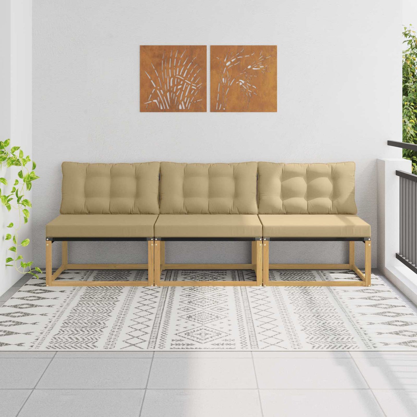 Udendørs Mellem Sofa Massivt Akacietræ Hvid