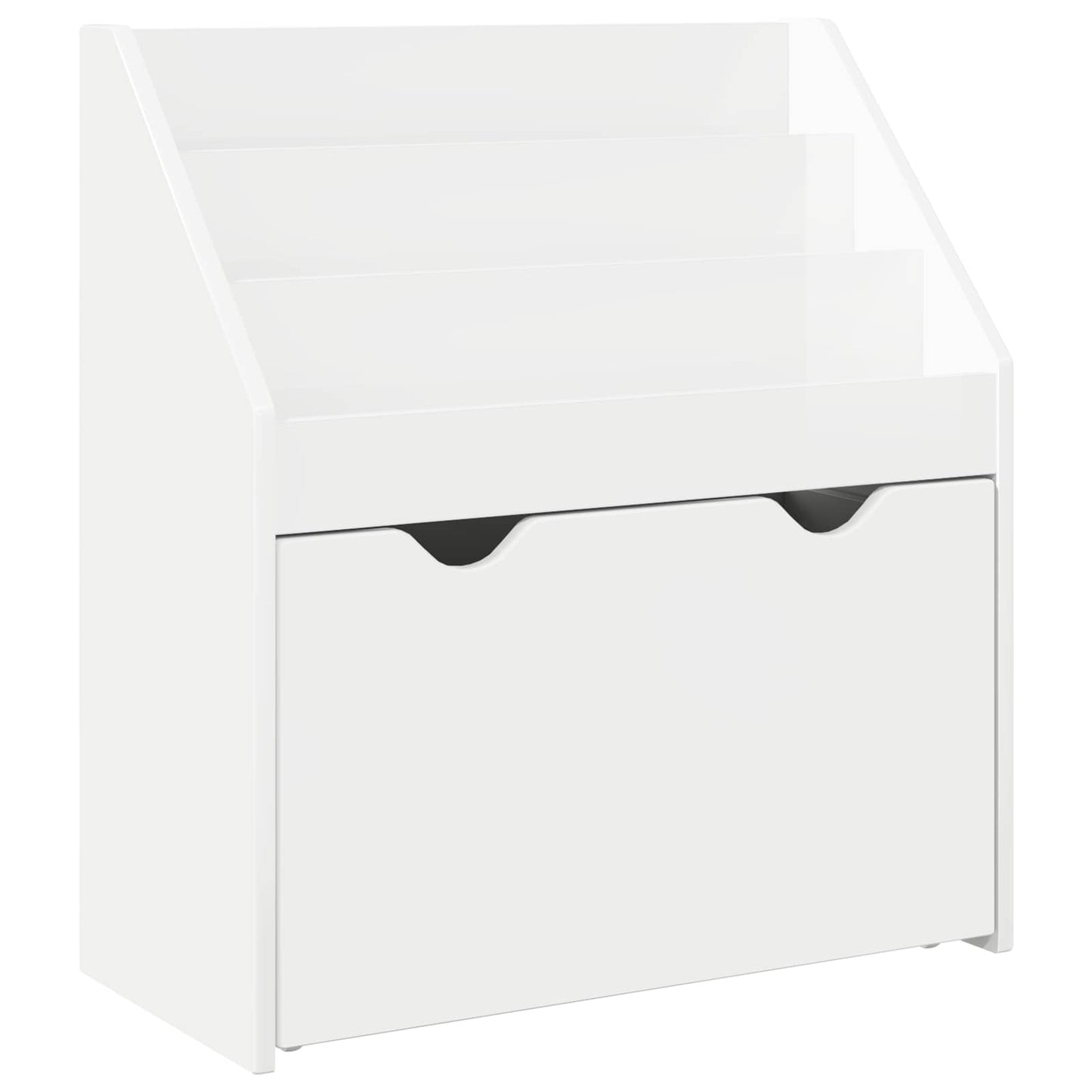 Børnebogreol Høj gloss hvid 60 x 29,5 x 69 cm Konstrueret træ