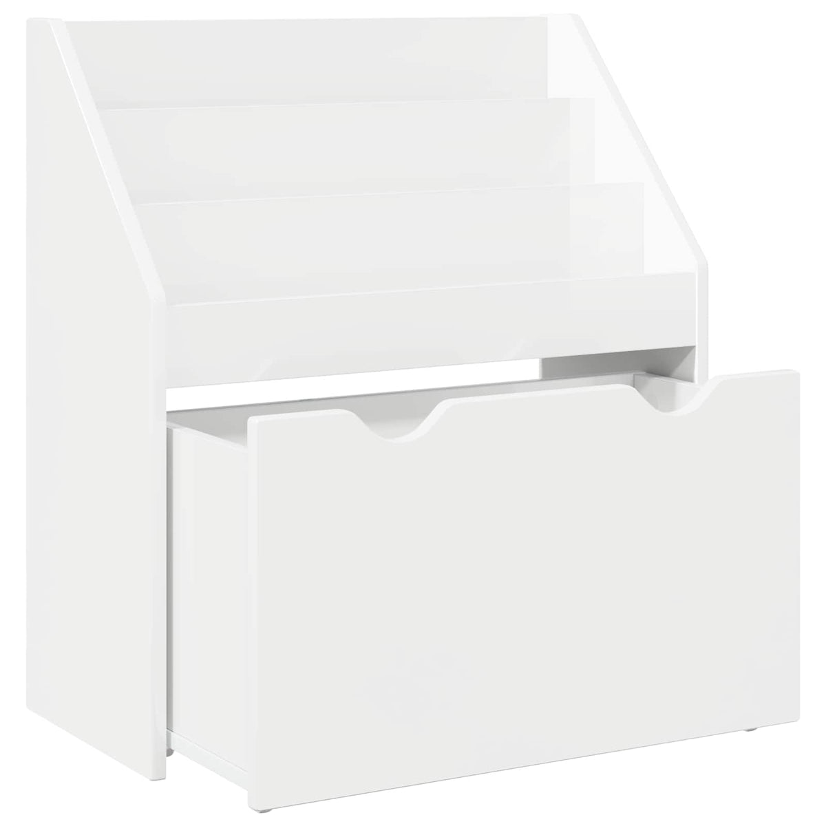 Børnebogreol Høj gloss hvid 60 x 29,5 x 69 cm Konstrueret træ