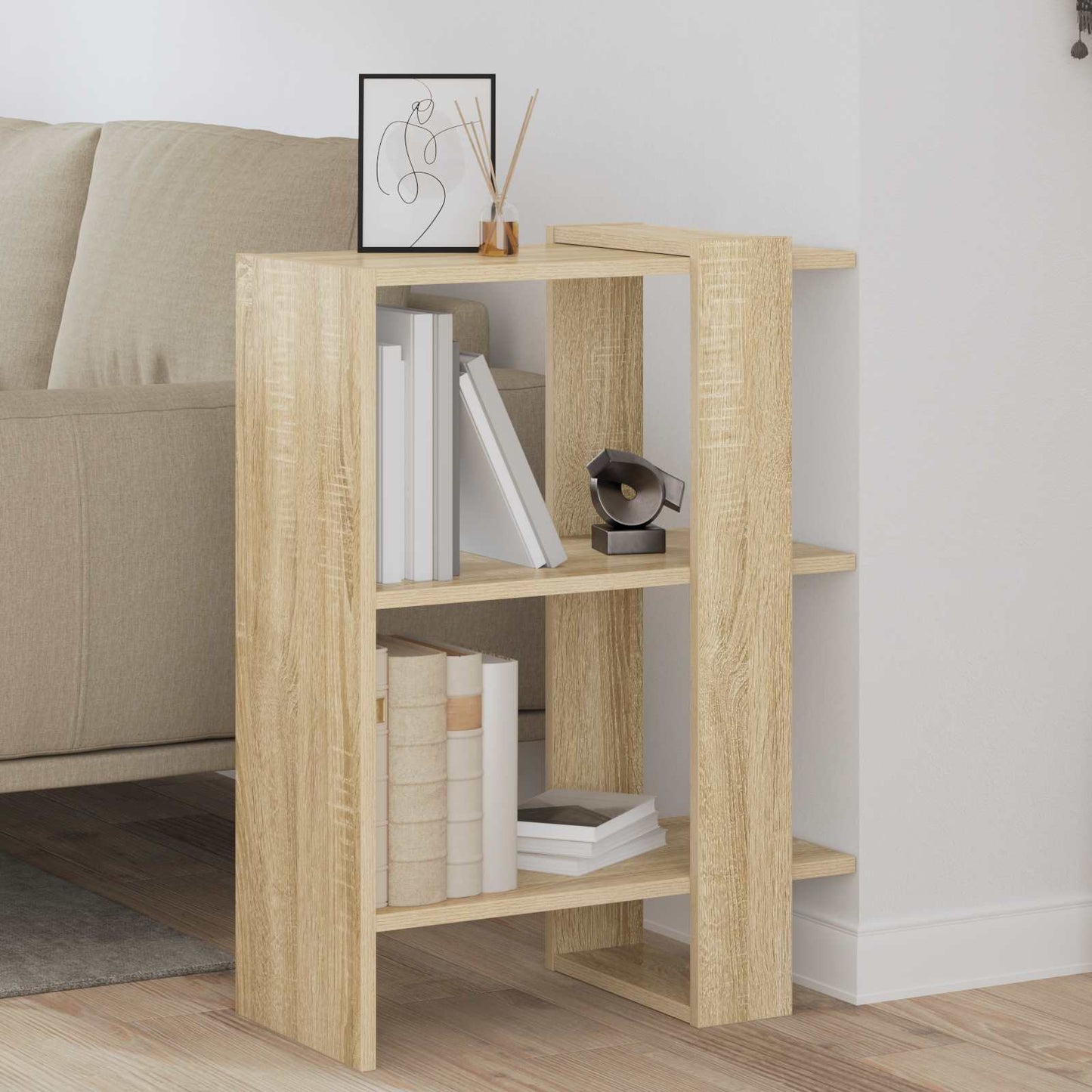 Bogreol 2 niveauer 52 x 25 x 71,5 cm Konstrueret træ Sonoma eg