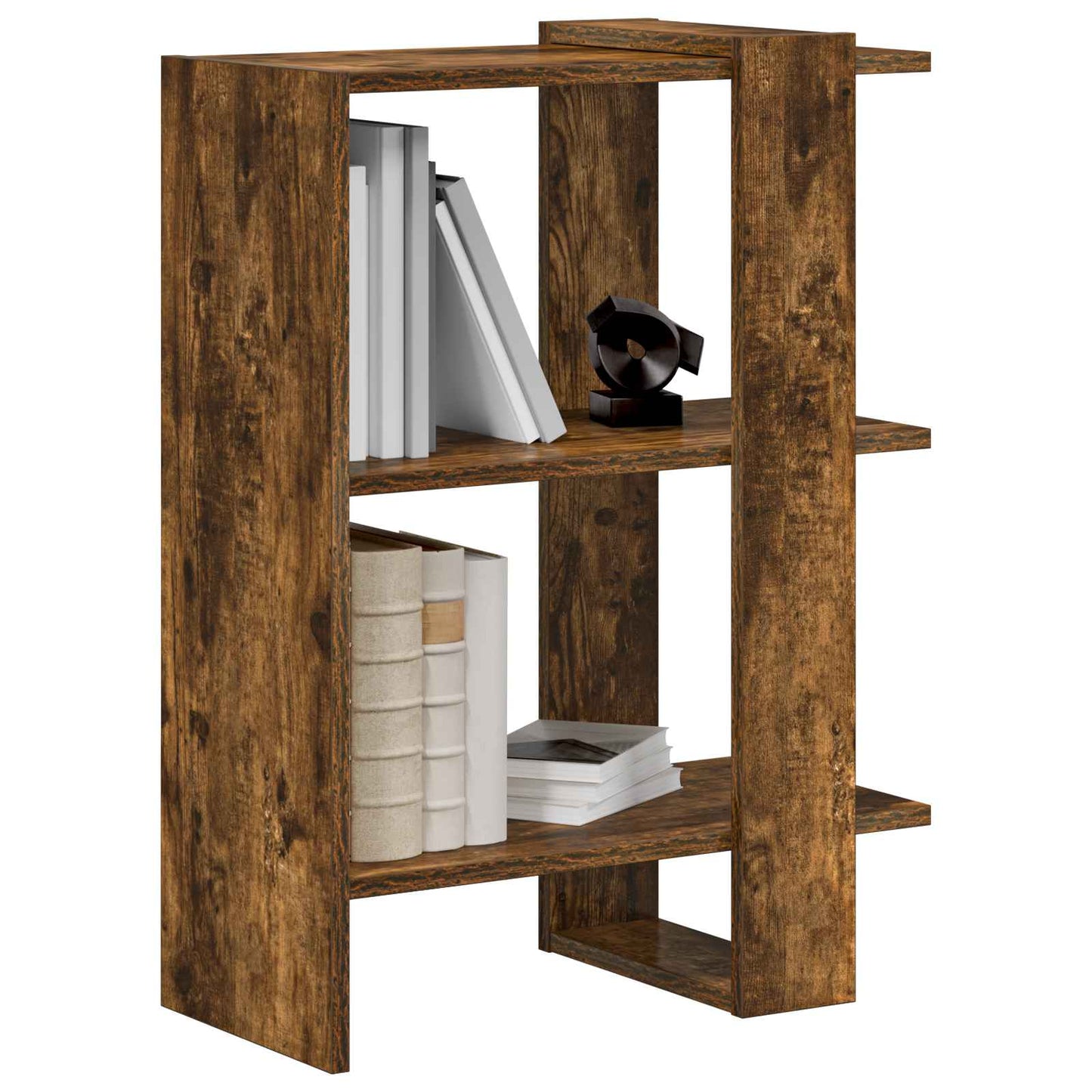 Bogreol 2 niveauer 52 x 25 x 71,5 cm Konstrueret træ Røget eg