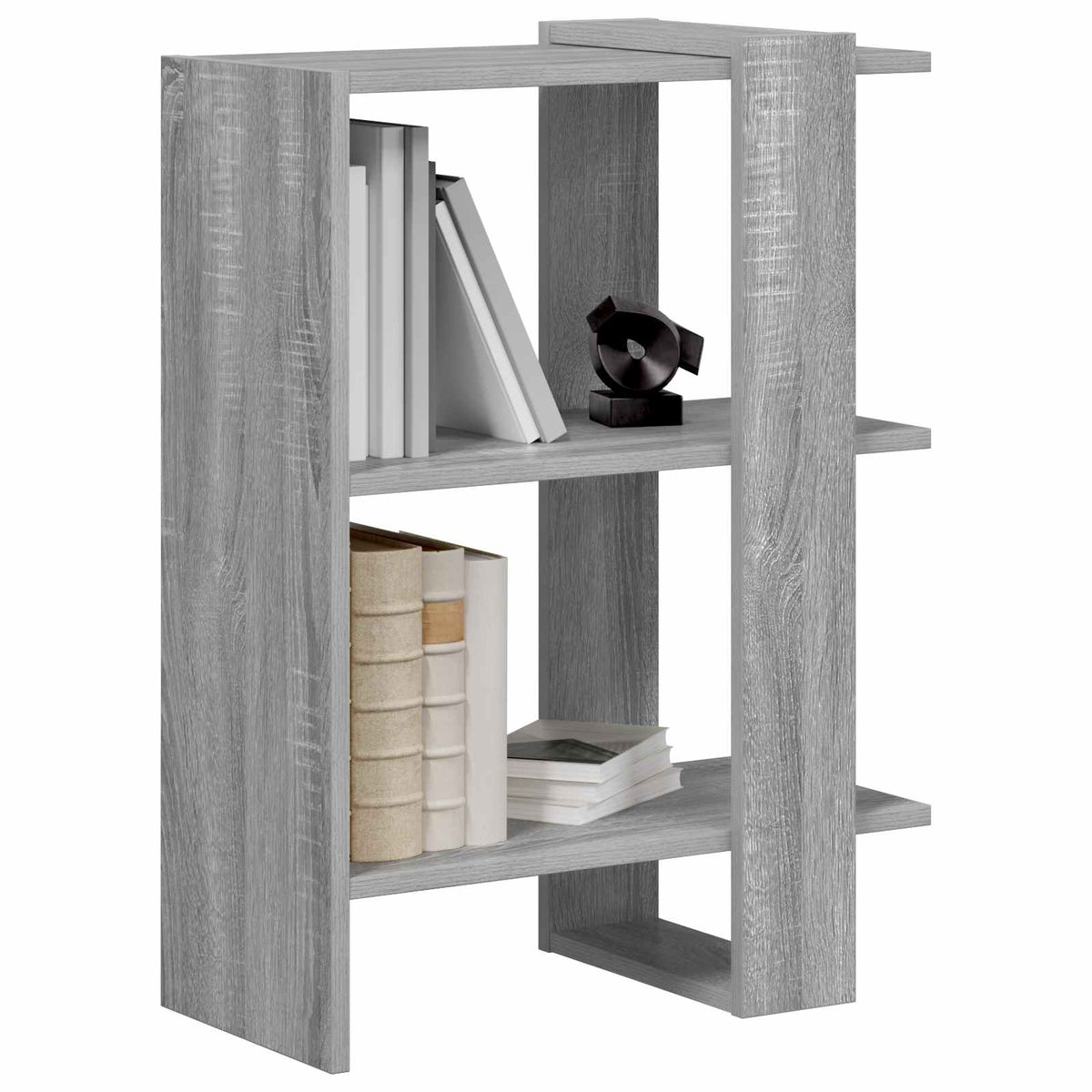 Bogreol 2 niveauer 52 x 25 x 71,5 cm Konstrueret træ Grå Sonoma