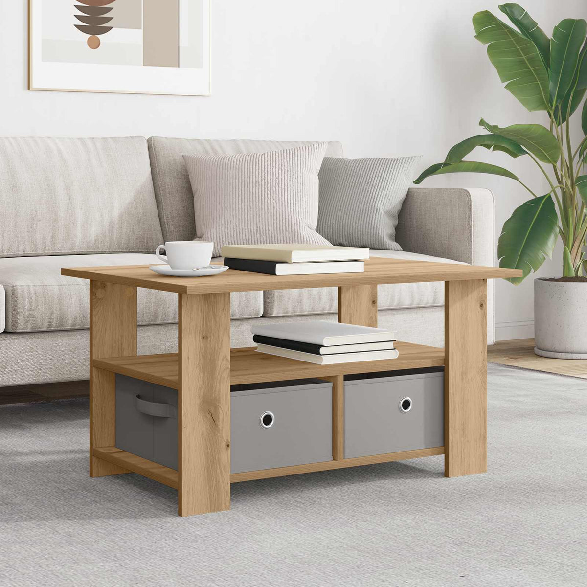 Sofabord Artisan Egetræ 77 x 55 x 42 cm Konstrueret træ