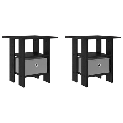 Sengebord 2 stk. Sort eg 41 x 40 x 45 cm Konstrueret træ