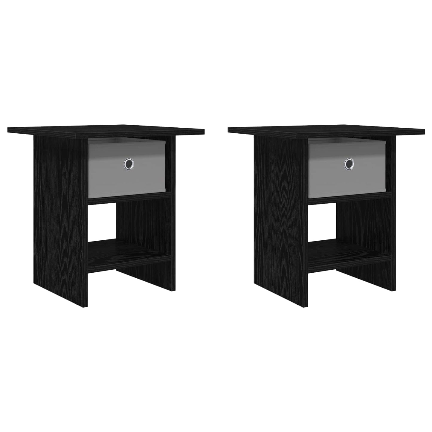 Sengebord 2 stk. Sort eg 41 x 40 x 45 cm Konstrueret træ