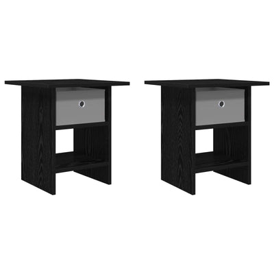 Sengebord 2 stk. Sort eg 41 x 40 x 45 cm Konstrueret træ