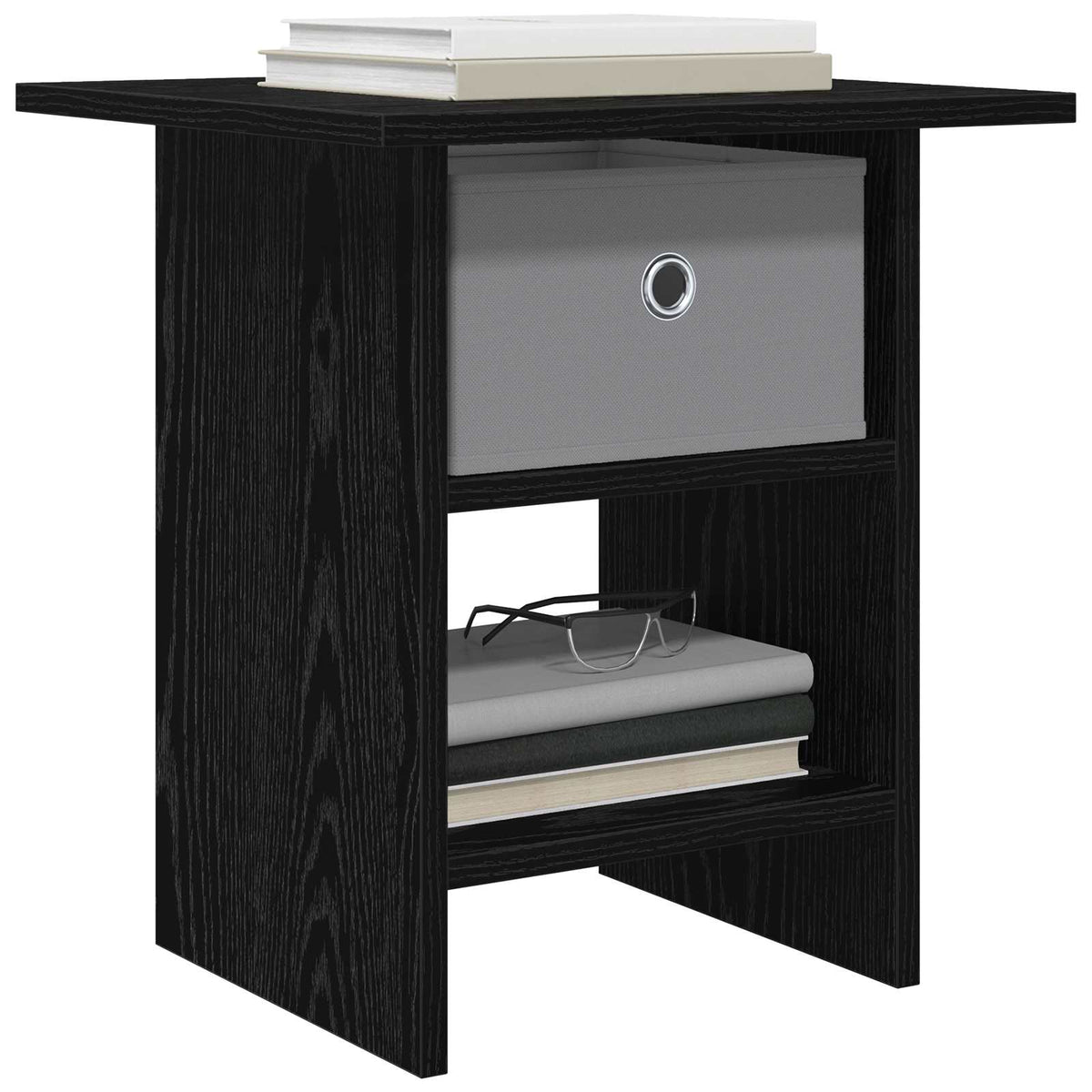 Sengebord 2 stk. Sort eg 41 x 40 x 45 cm Konstrueret træ