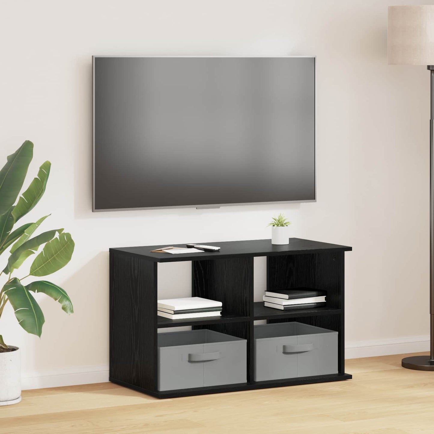 TV stand med skuffe Sort eg 79 x 40 x 48 cm