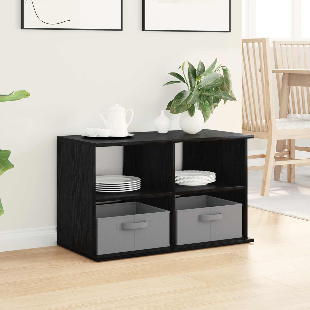 TV stand med skuffe Sort eg 79 x 40 x 48 cm