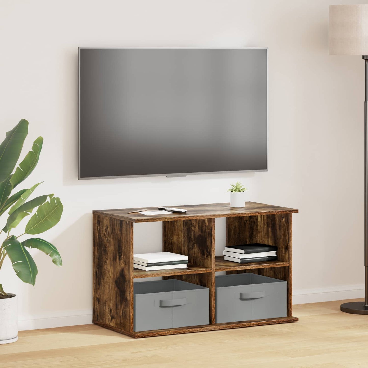 TV stand med skuffe Røget eg 79 x 40 x 48 cm