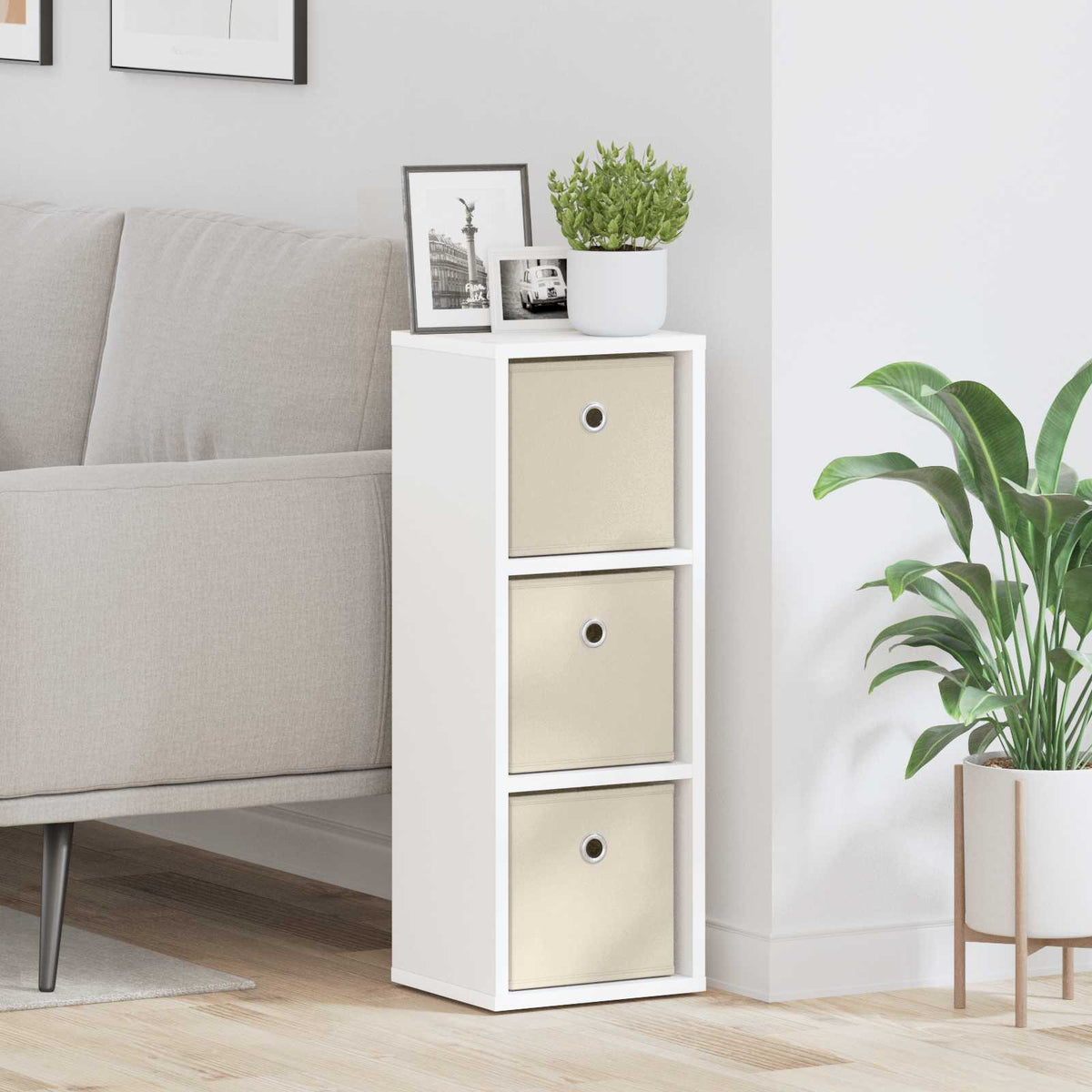 Sideboard med skuffe Hvid 25,5 x 22 x 69,5 cm