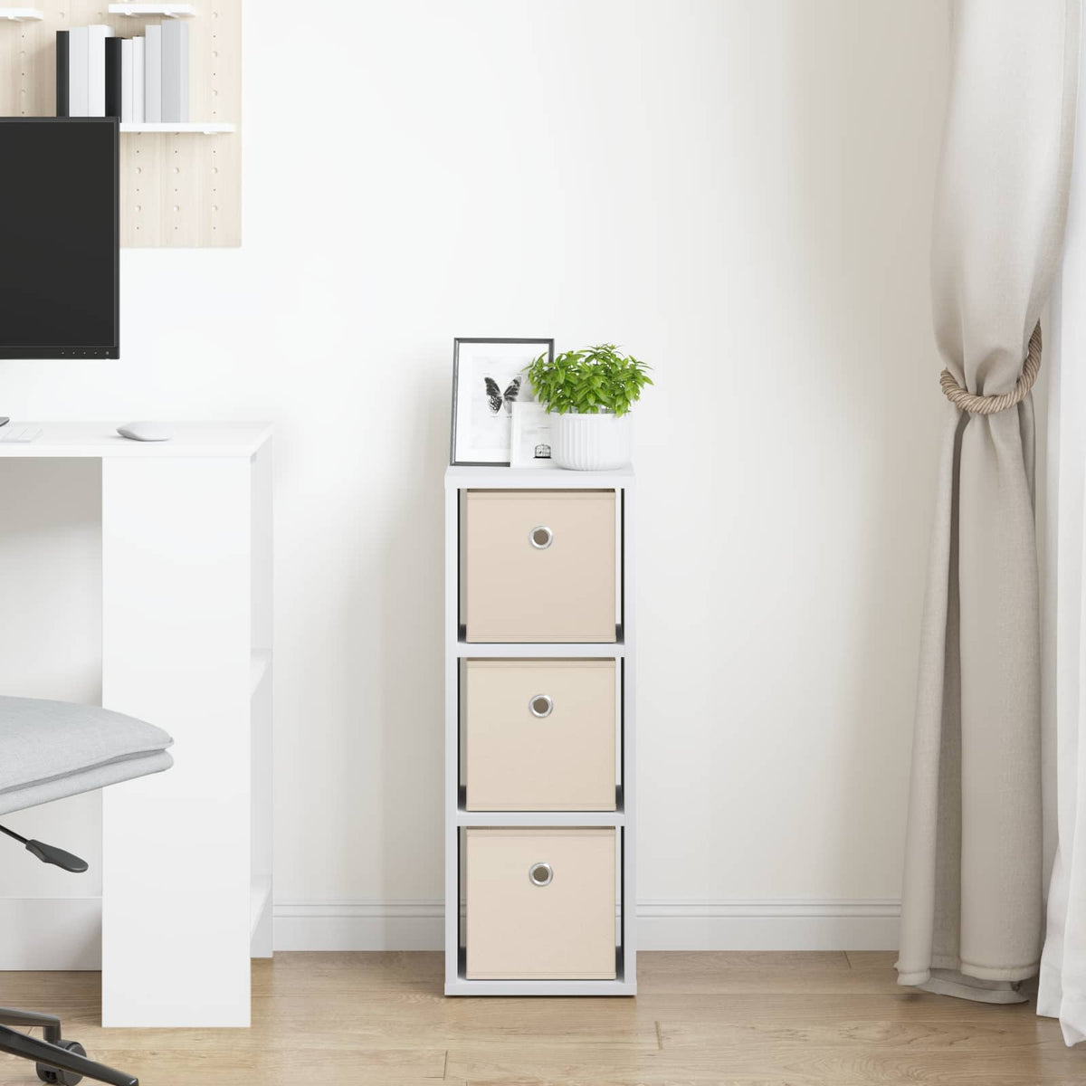 Sideboard med skuffe Hvid 25,5 x 22 x 69,5 cm