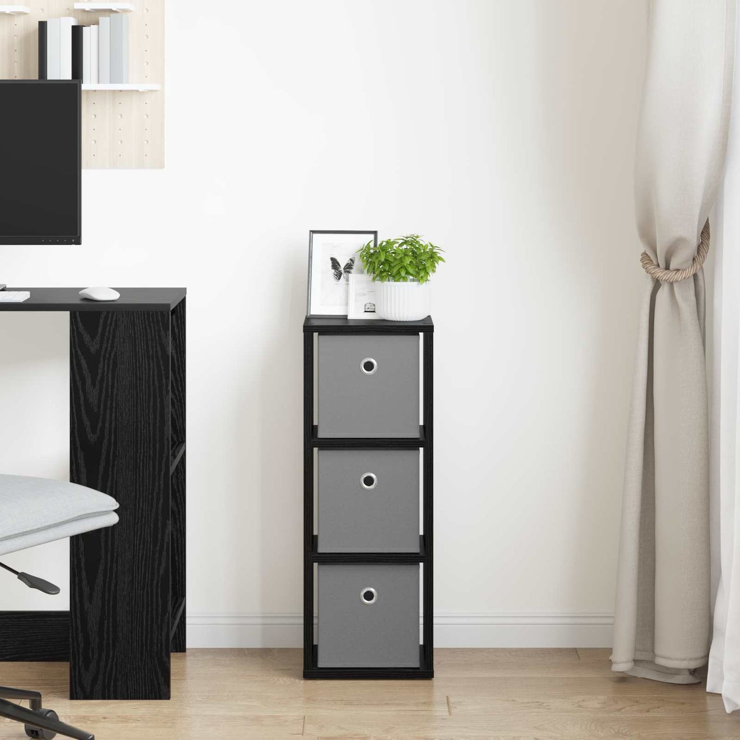 Sideboard med skuffe Sort eg 25,5 x 22 x 69,5 cm