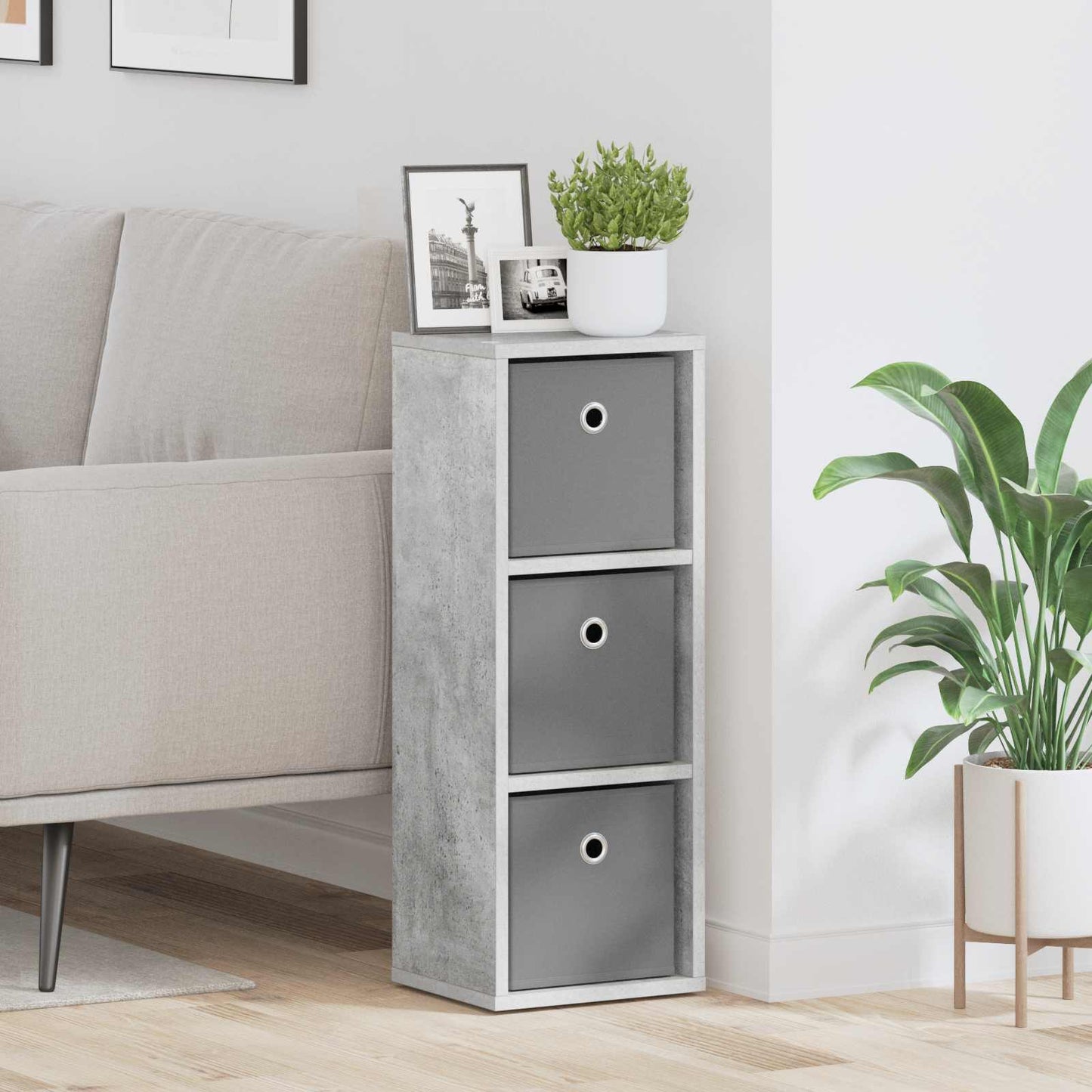 Sideboard med skuffe Beton Grå 25,5 x 22 x 69,5 cm