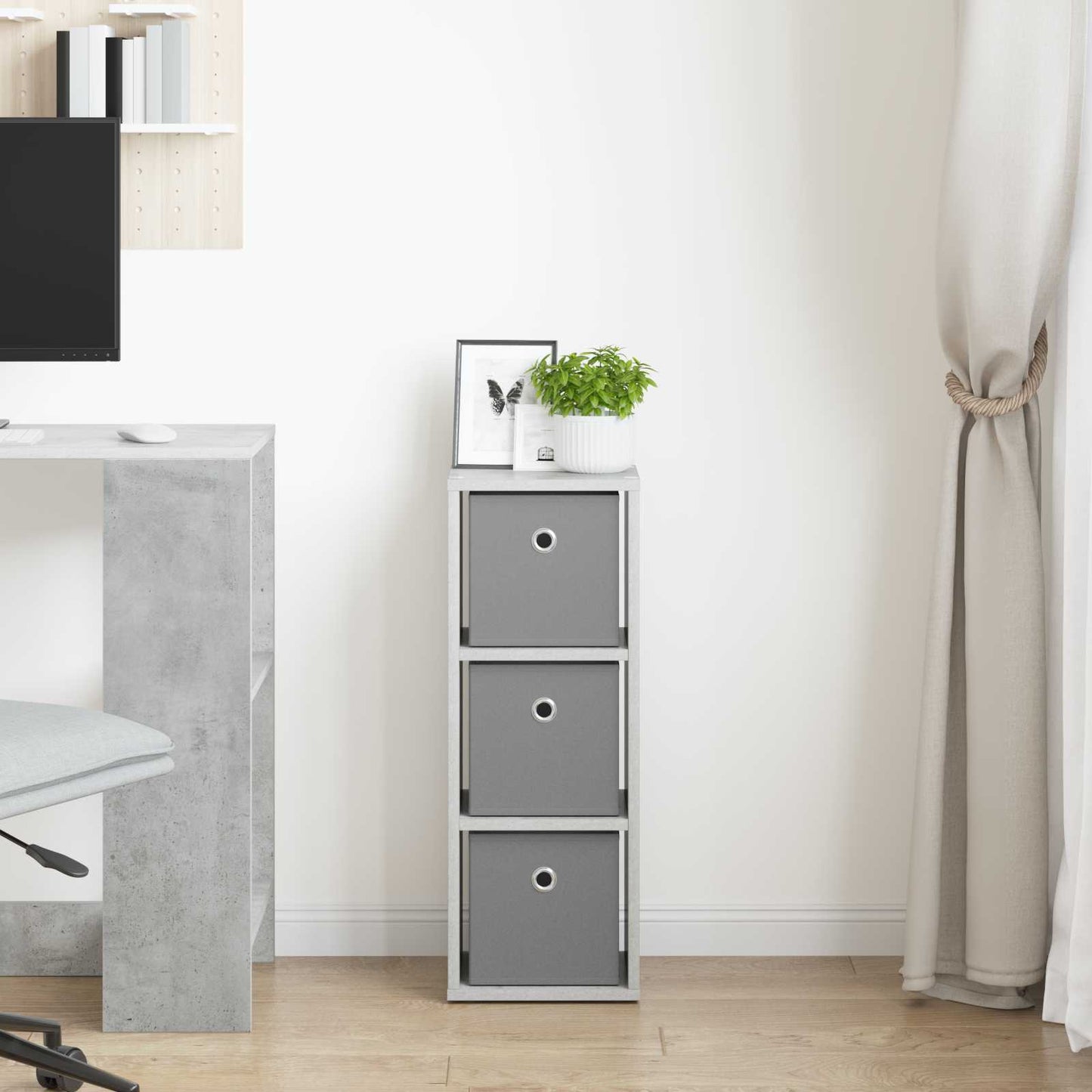 Sideboard med skuffe Beton Grå 25,5 x 22 x 69,5 cm