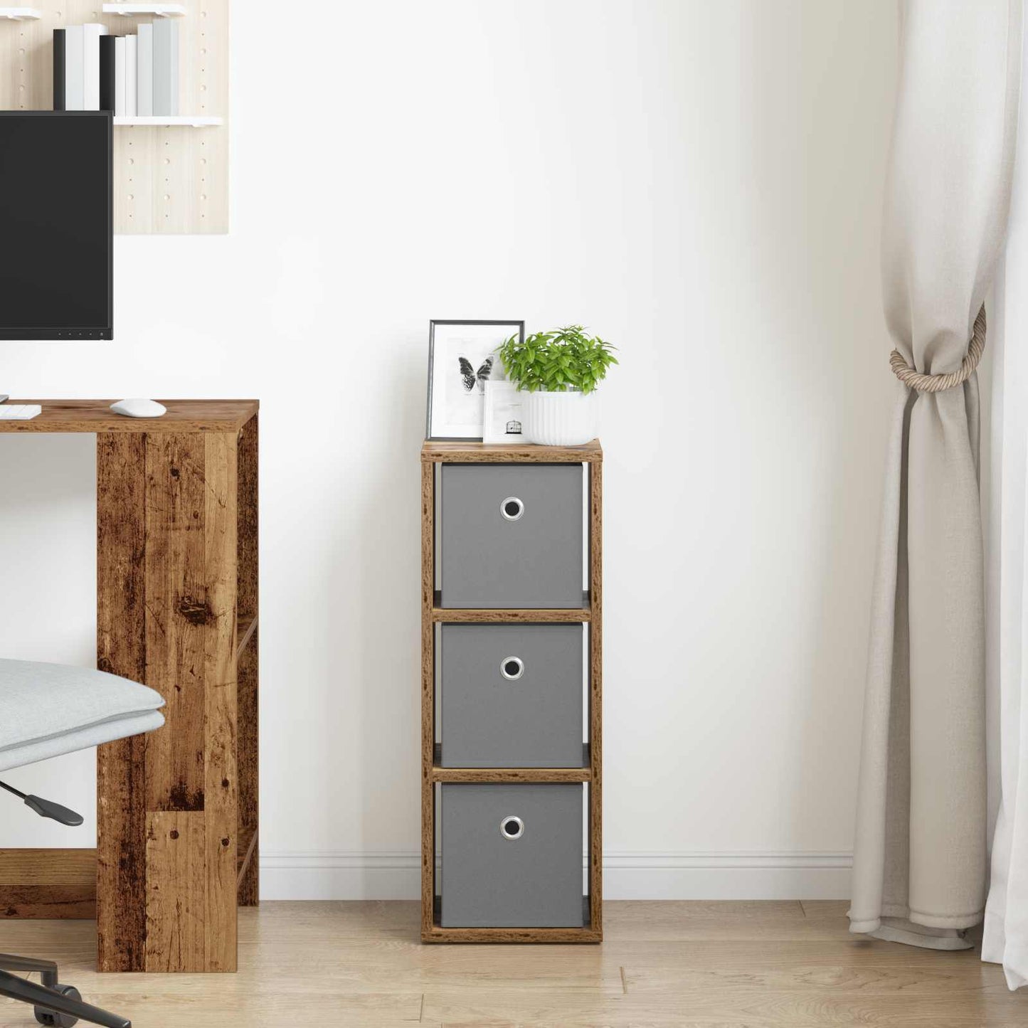 Sideboard med skuffe Gammelt træ 25,5 x 22 x 69,5 cm