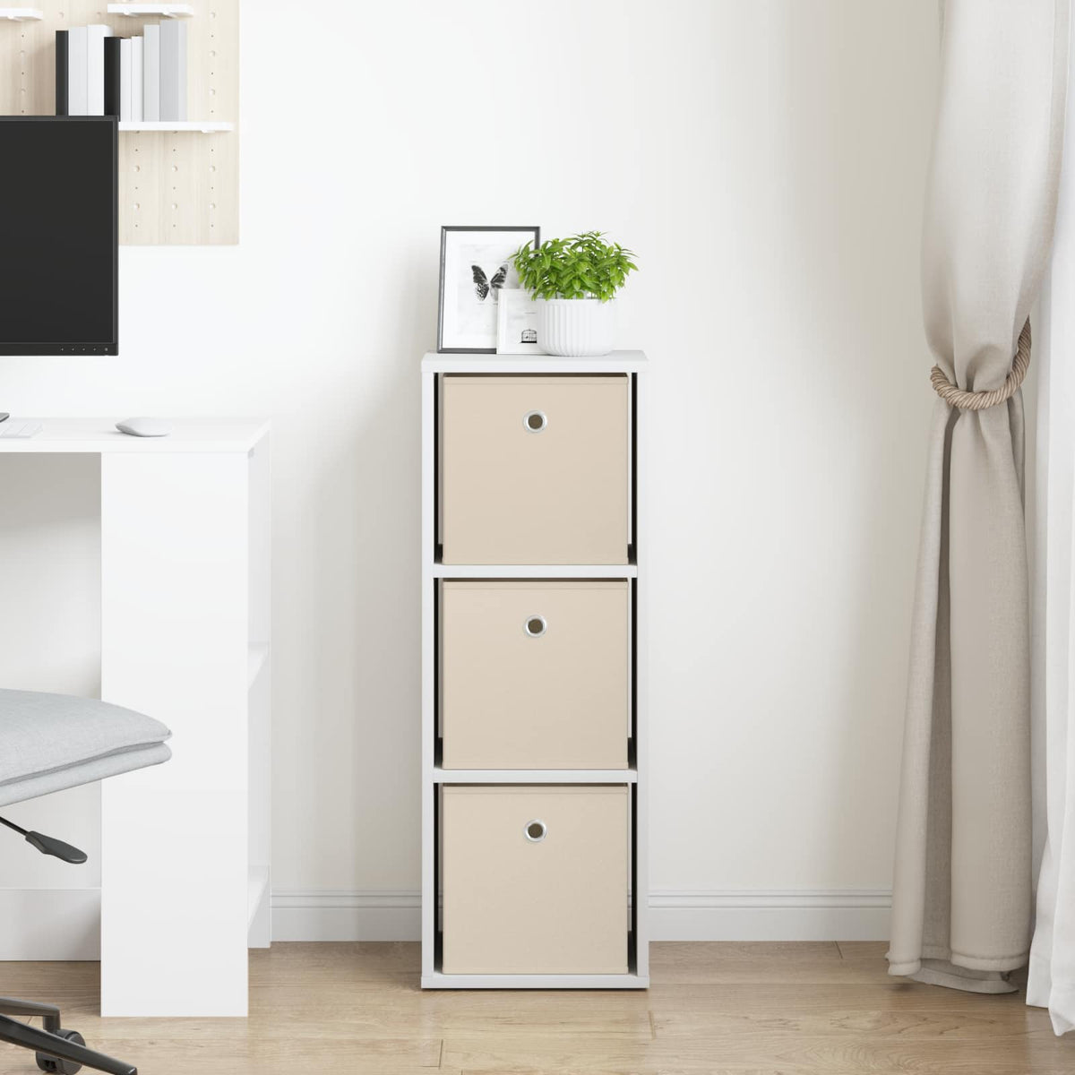 Sideboard med skuffe Hvid 30,5 x 27 x 84,5 cm