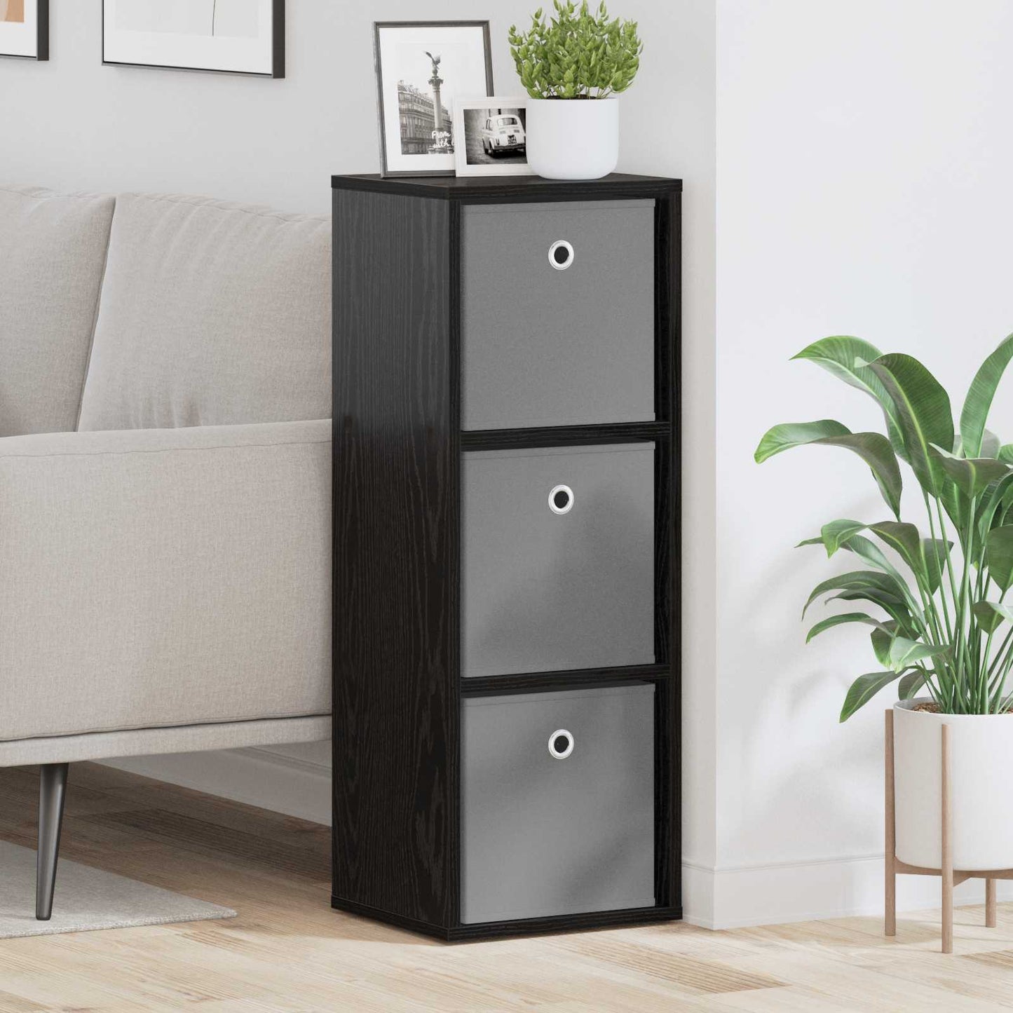 Sideboard med skuffe Sort eg 30,5 x 27 x 84,5 cm