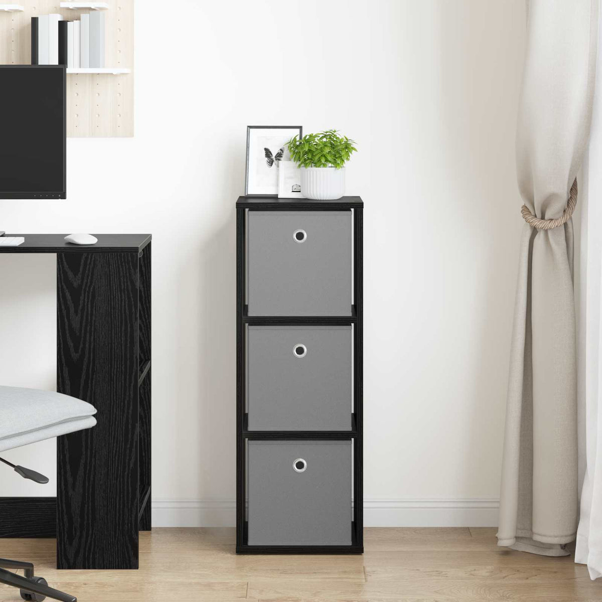 Sideboard med skuffe Sort eg 30,5 x 27 x 84,5 cm