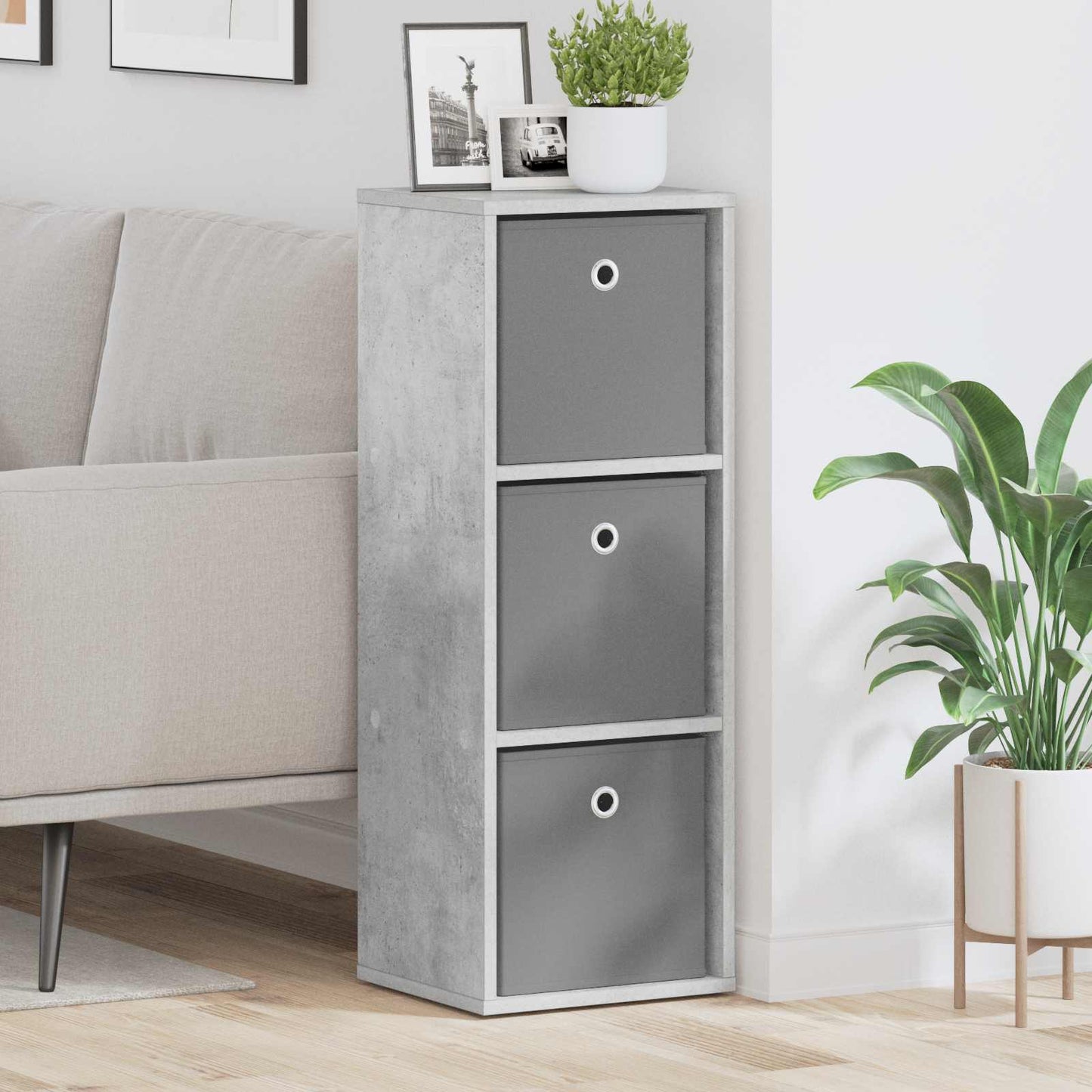 Sideboard med skuffe Beton Grå 30,5 x 27 x 84,5 cm