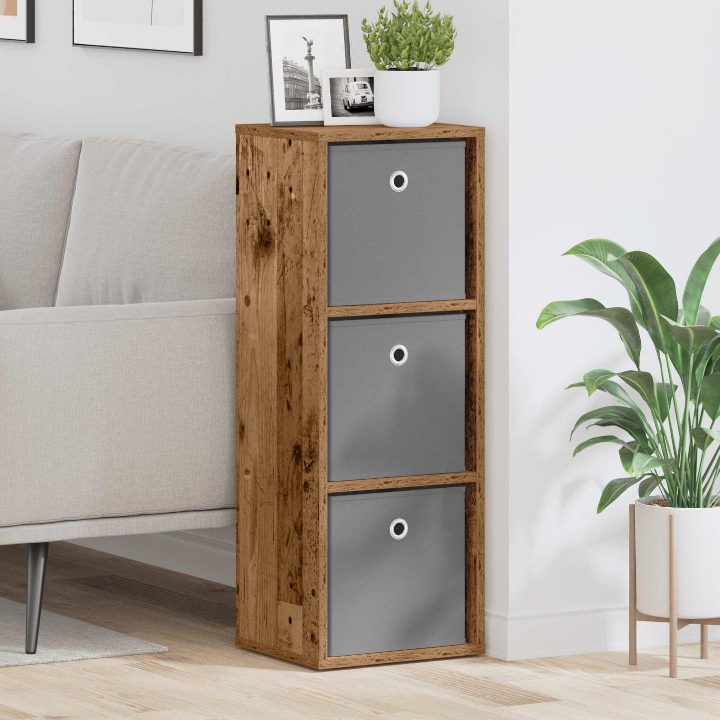 Sideboard med skuffe Gammelt træ 30,5 x 27 x 84,5 cm
