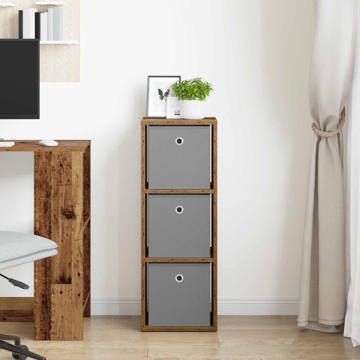 Sideboard med skuffe Gammelt træ 30,5 x 27 x 84,5 cm