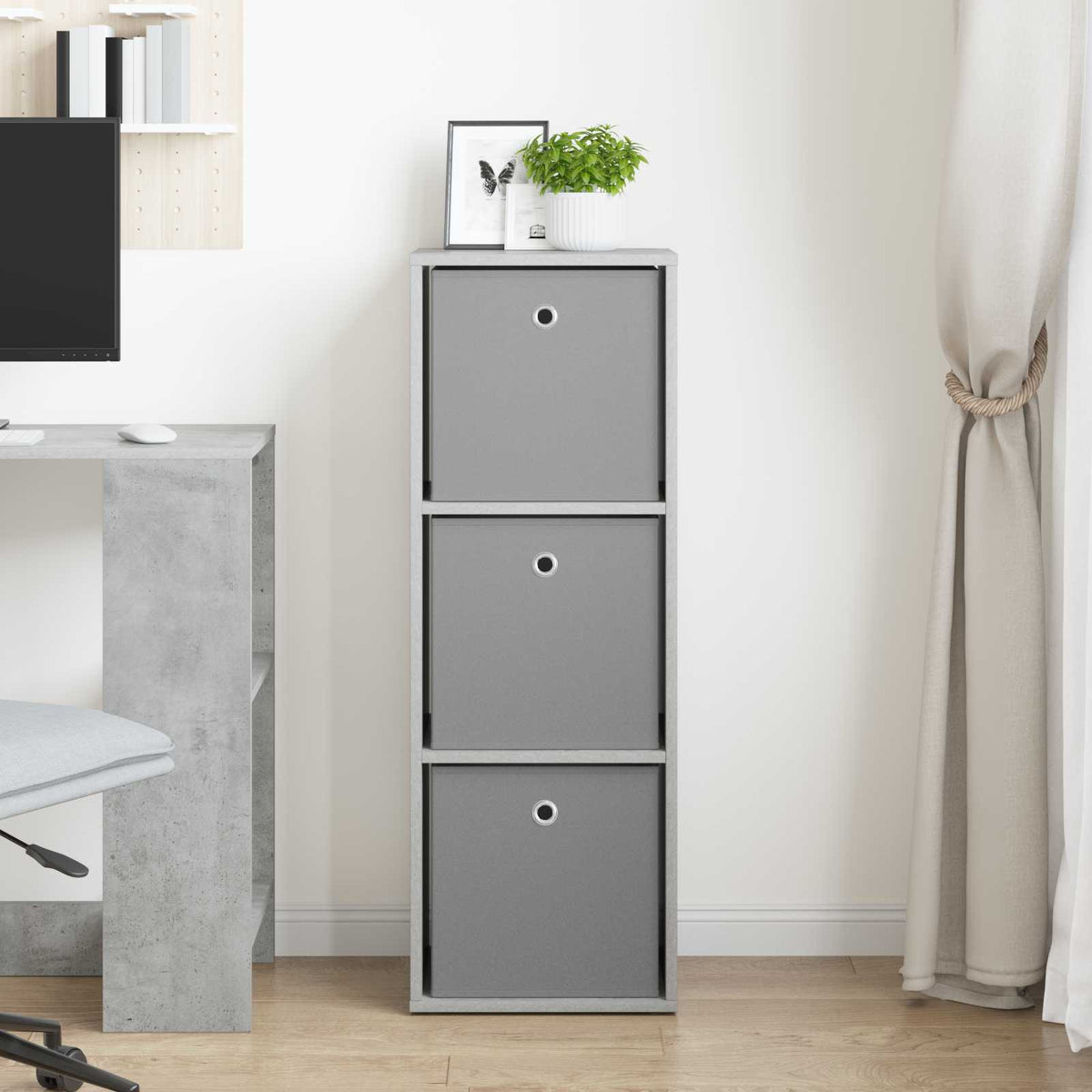 Sideboard med skuffe Beton Grå 35 x 32 x 99,5 cm