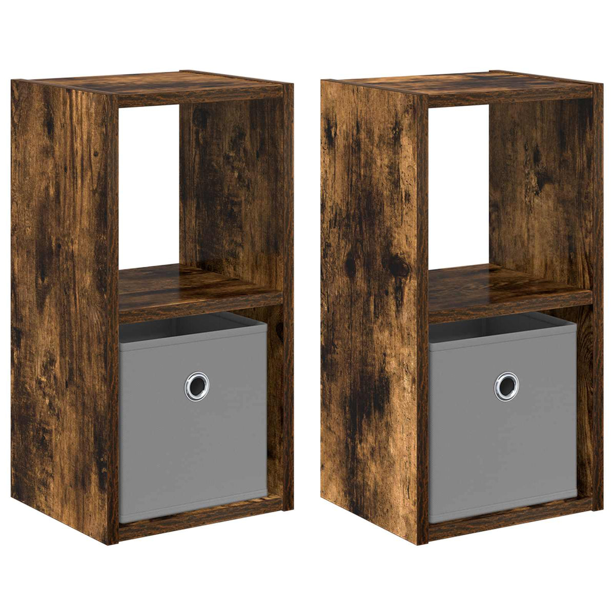 Sengebord 2 stk. Røget eg 25,5 x 22 x 49,5 cm Konstrueret træ