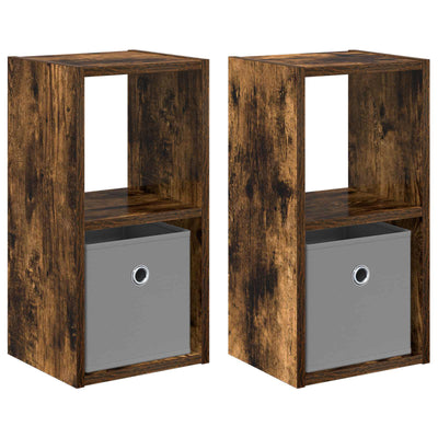 Sengebord 2 stk. Røget eg 25,5 x 22 x 49,5 cm Konstrueret træ