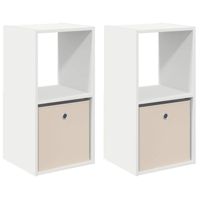 Sengebord 2 stk. Hvid 35 x 32 x 68,5 cm Konstrueret træ