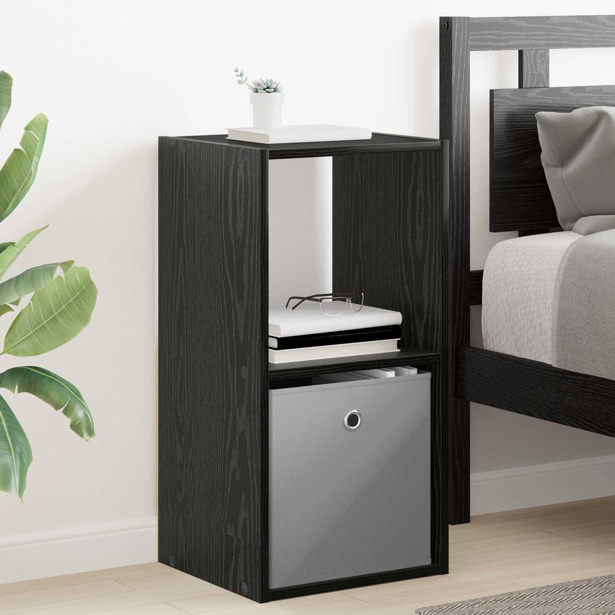 Sengebord 2 stk. Sort eg 35 x 32 x 68,5 cm Konstrueret træ