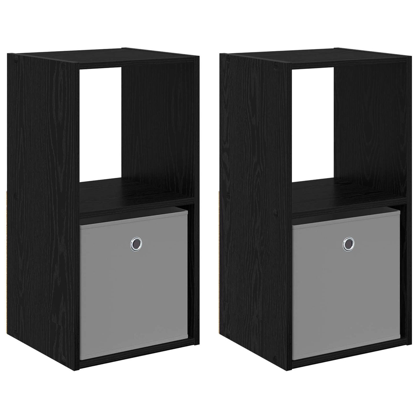 Sengebord 2 stk. Sort eg 35 x 32 x 68,5 cm Konstrueret træ