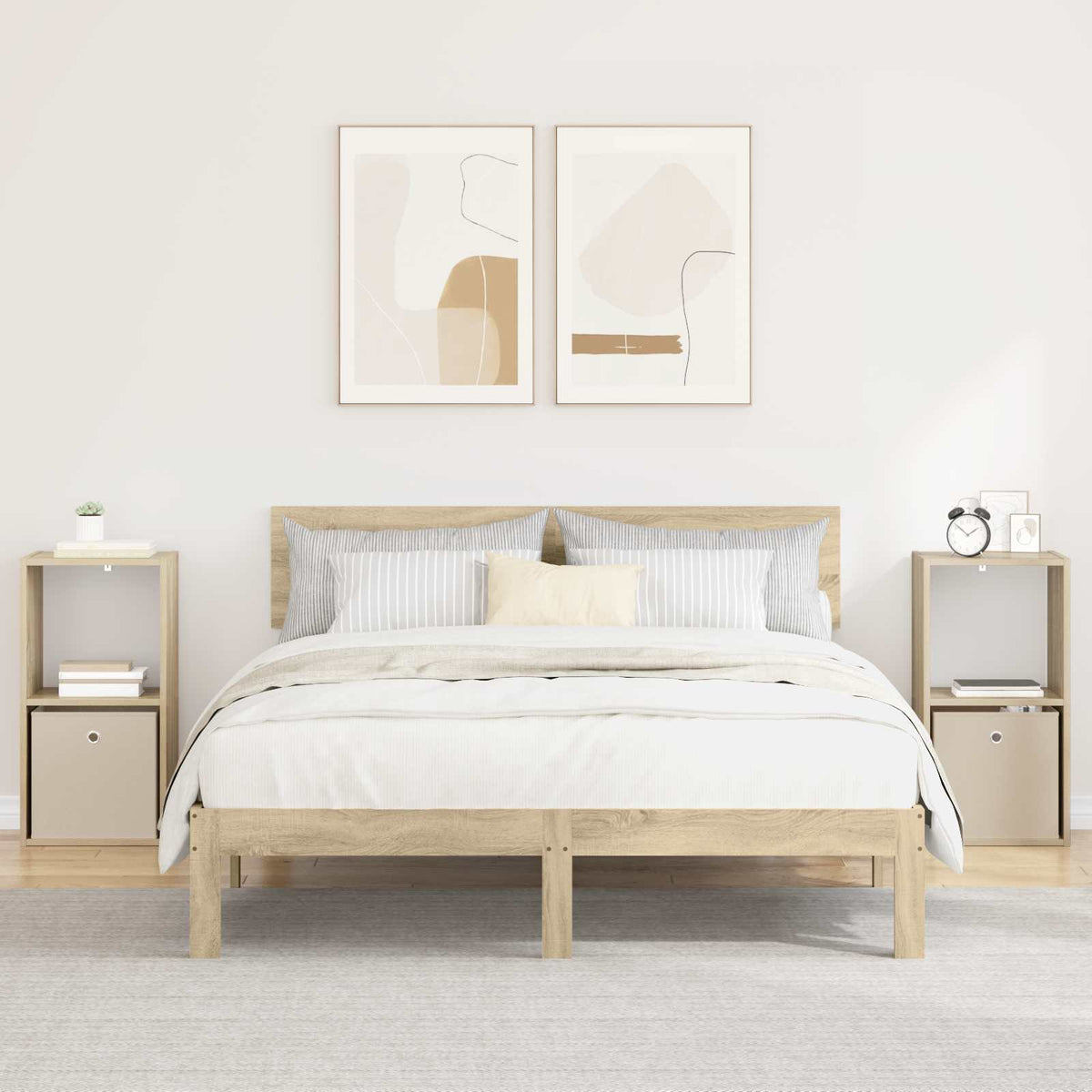 Sengebord 2 stk. Sonoma eg 35 x 32 x 68,5 cm Konstrueret træ