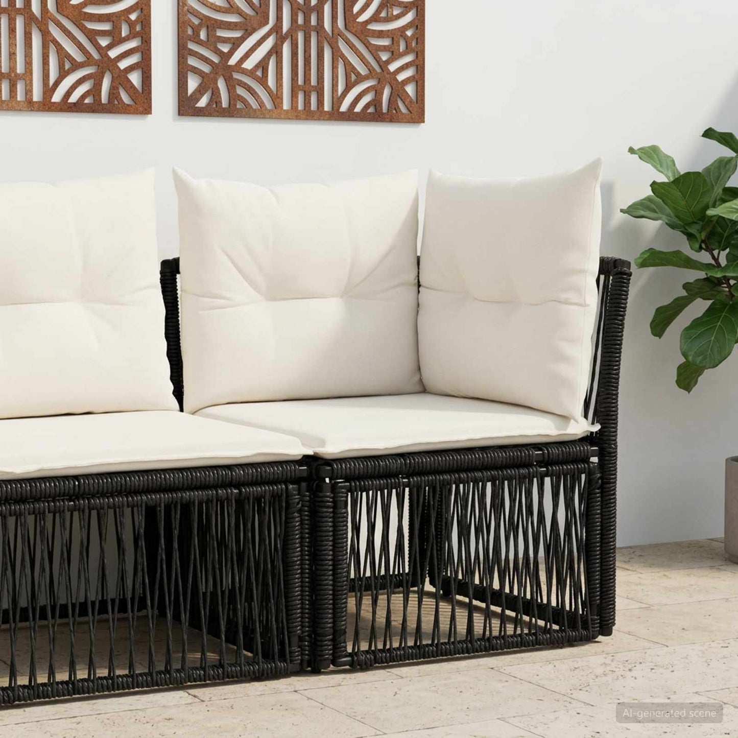 Hjørnesofa enhed Sort polyrattan