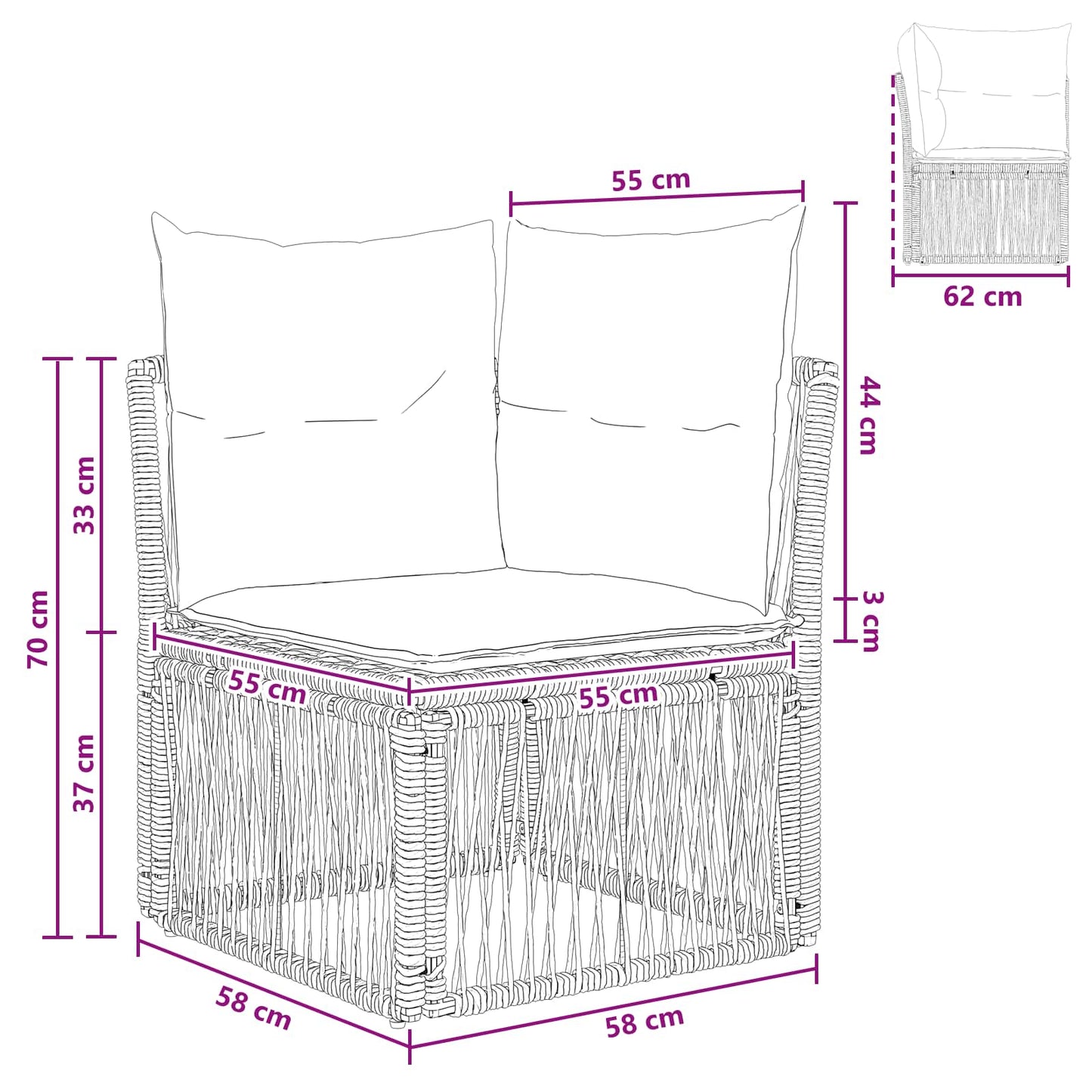 Hjørnesofa enhed Beige polyrattan