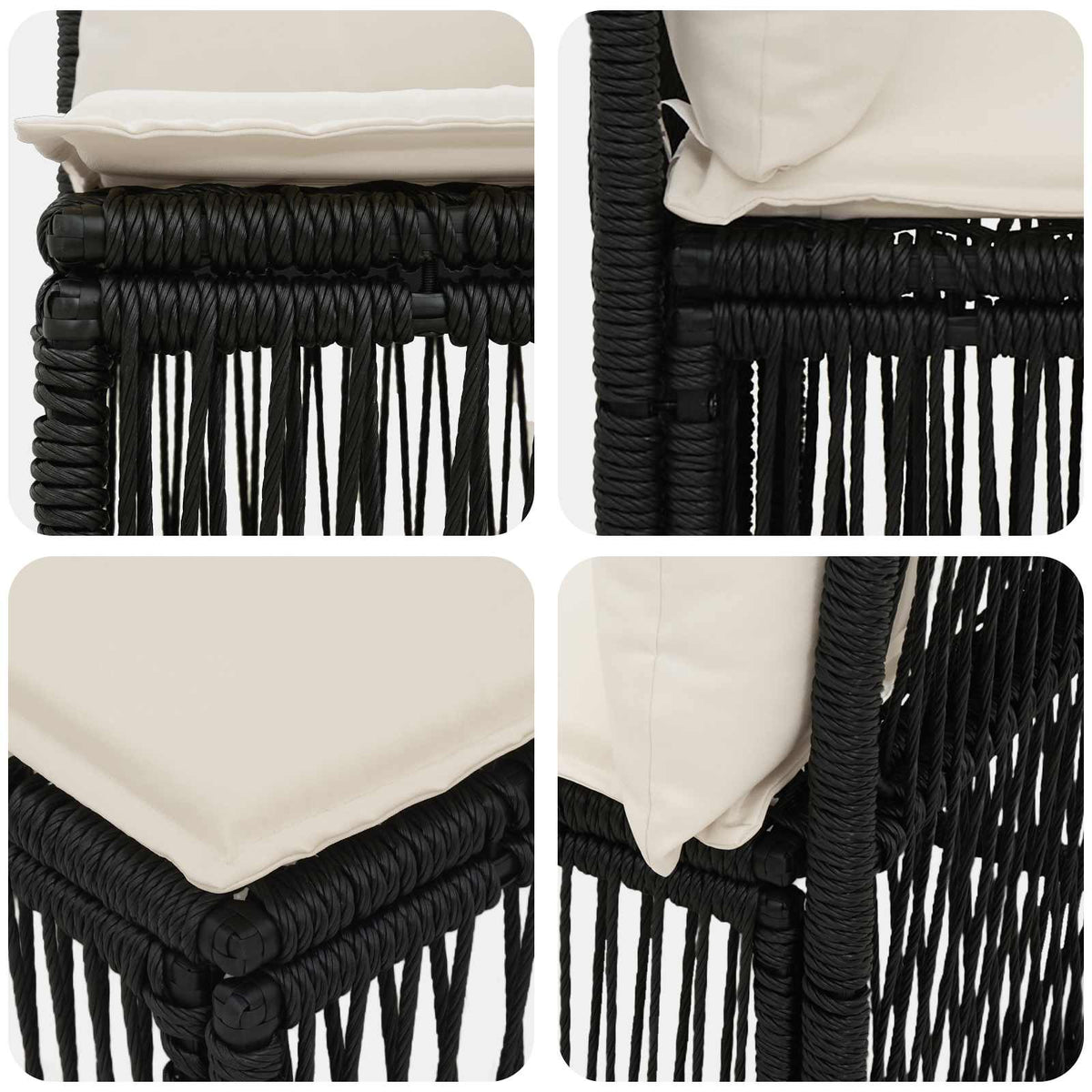Armløs sofa enhed Sort polyrattan
