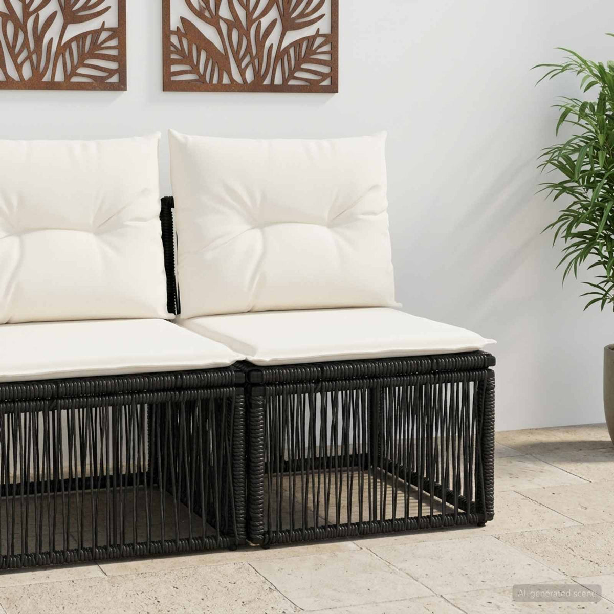 Armløs sofa enhed Sort polyrattan