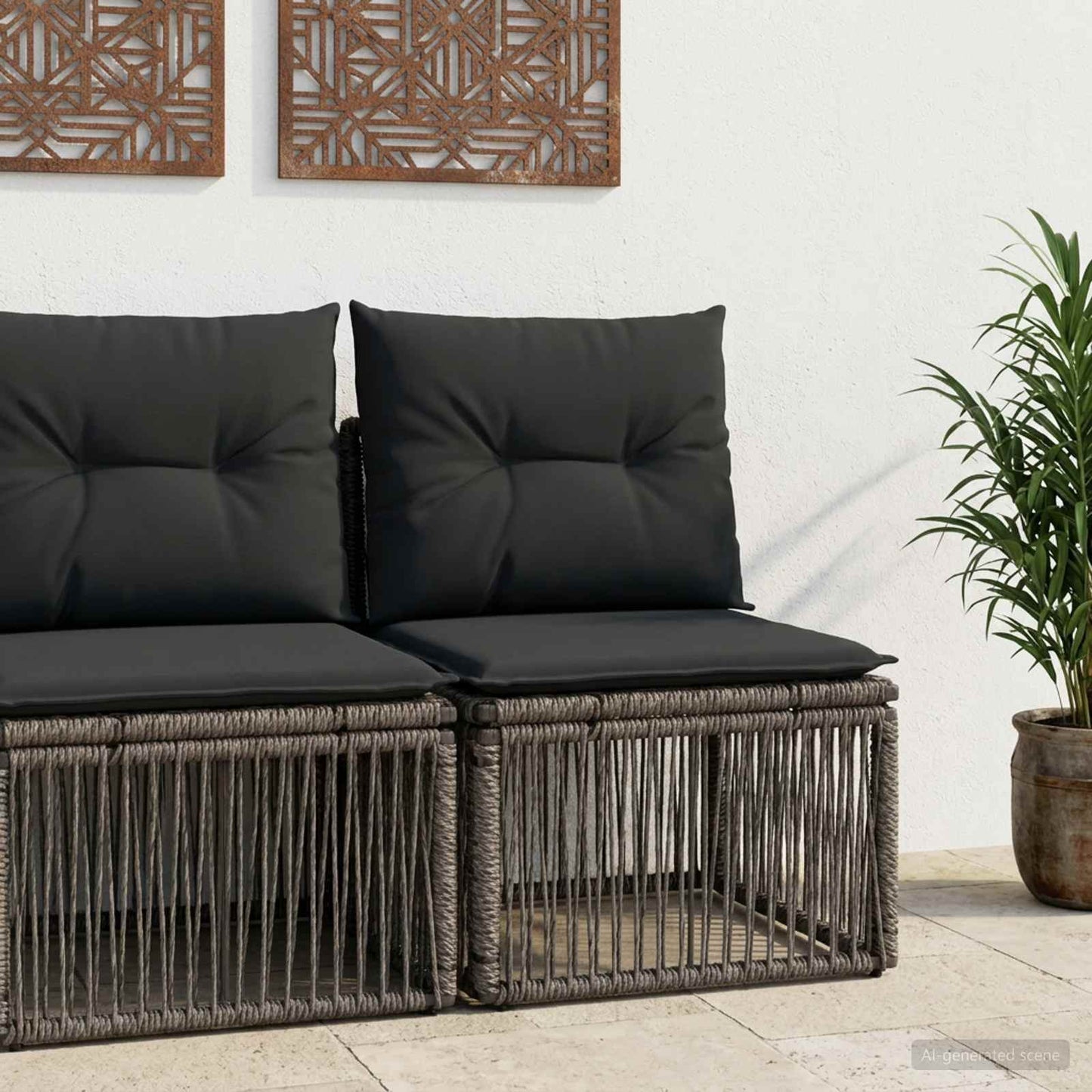 Armløs sofa enhed Grå polyrattan
