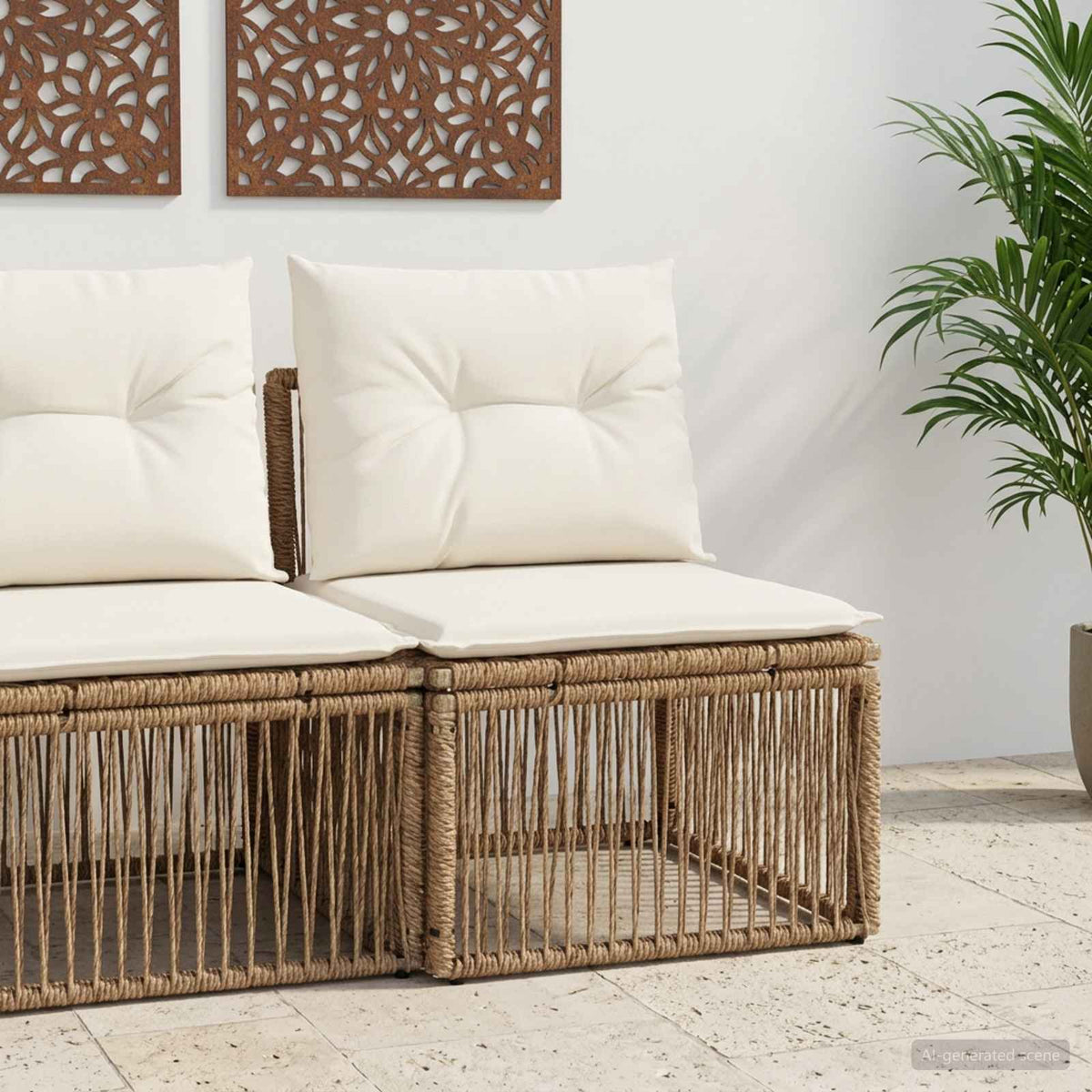 Armløs sofa enhed Beige polyrattan