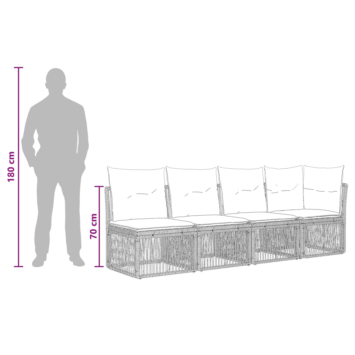 4-personers sofa med venstre arm 4 stk. 4-Antal sæder Grå