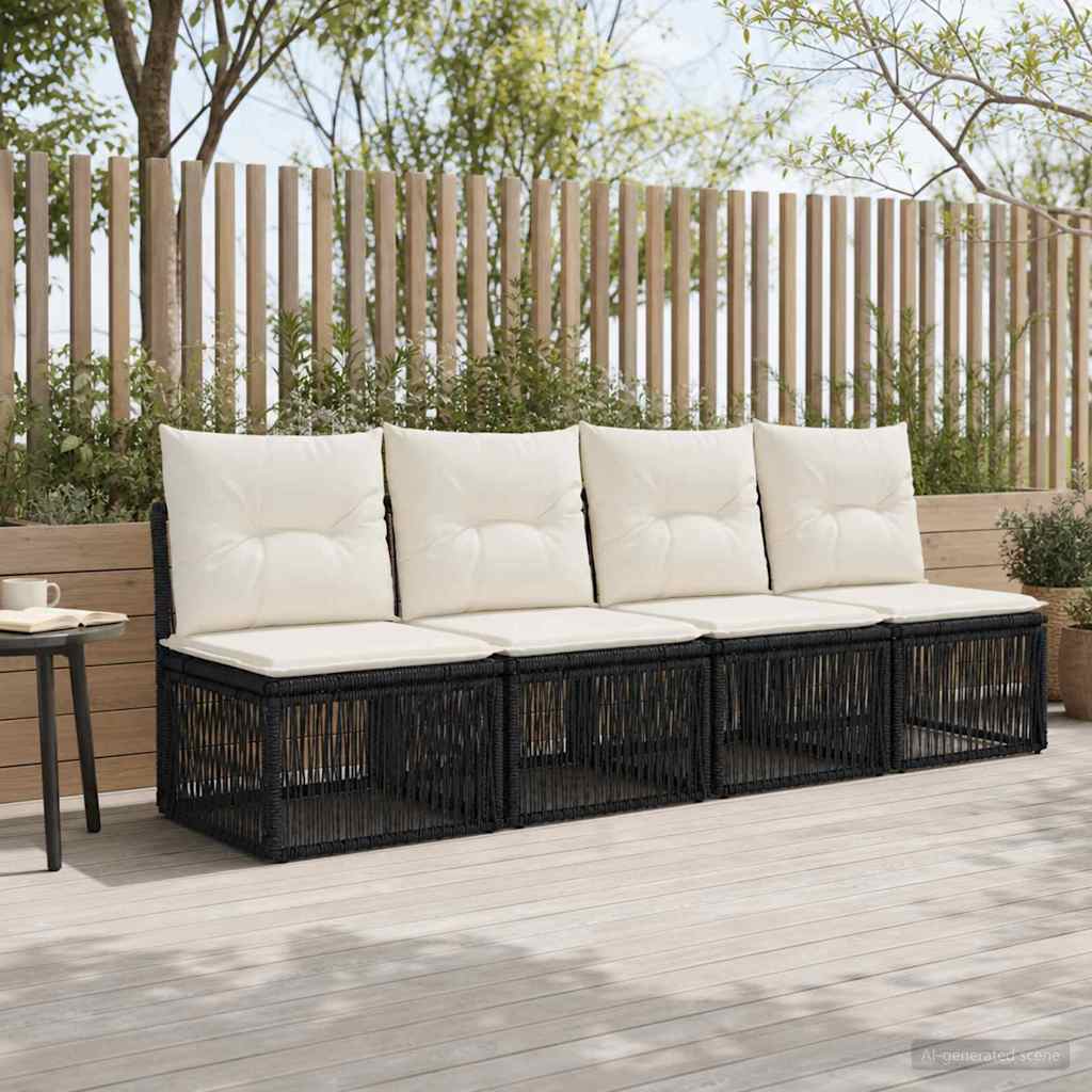 4-sæders sofa 4 stk. 4-Antal sæder Sort polyrattan