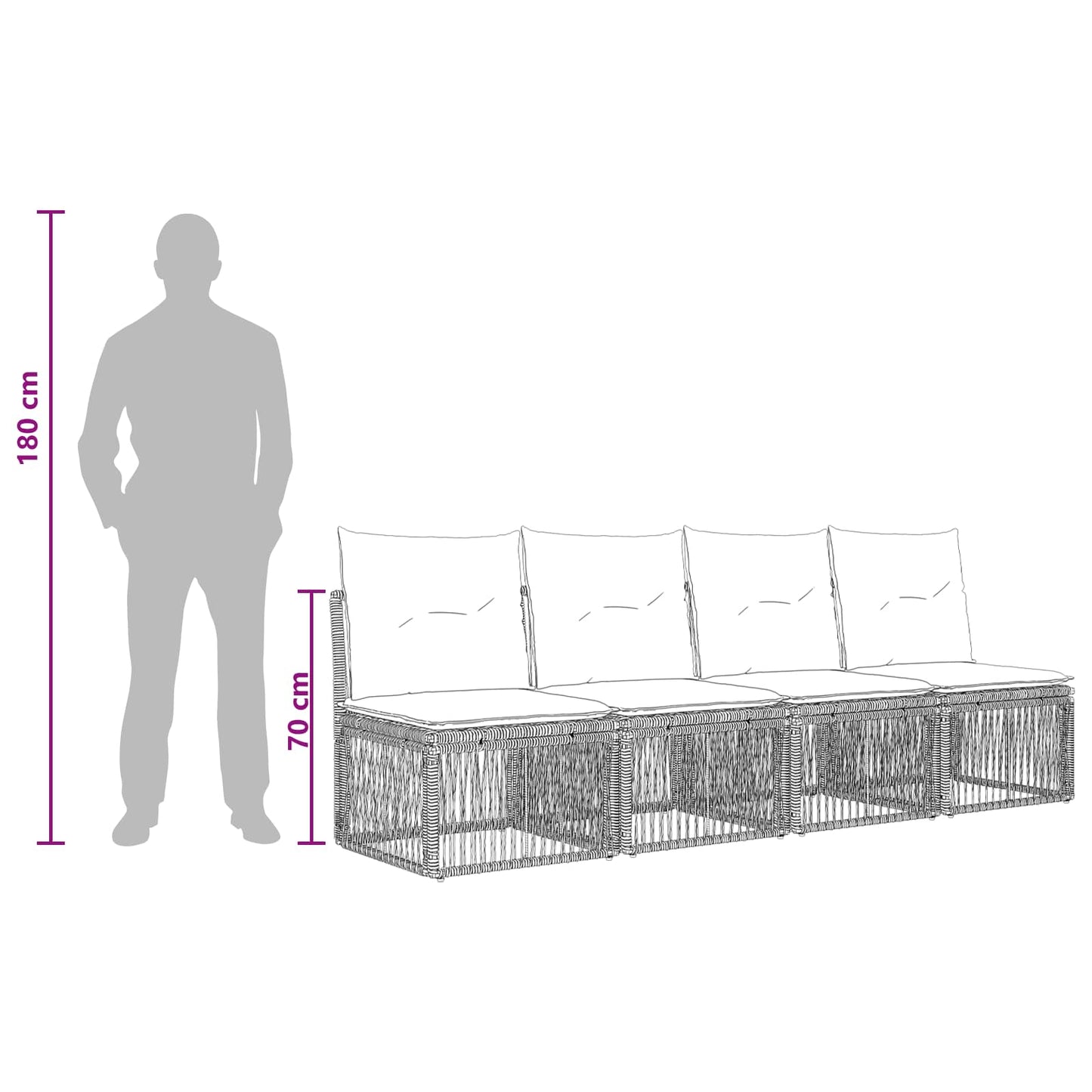 4-sæders sofa 4 stk. 4-Antal sæder Sort polyrattan