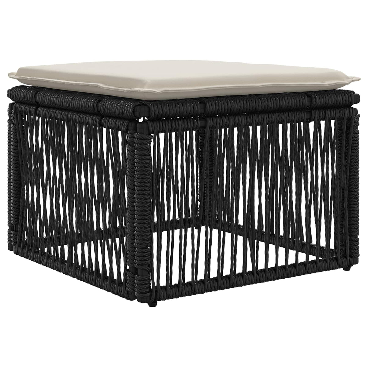 Fodskammel Sort polyrattan