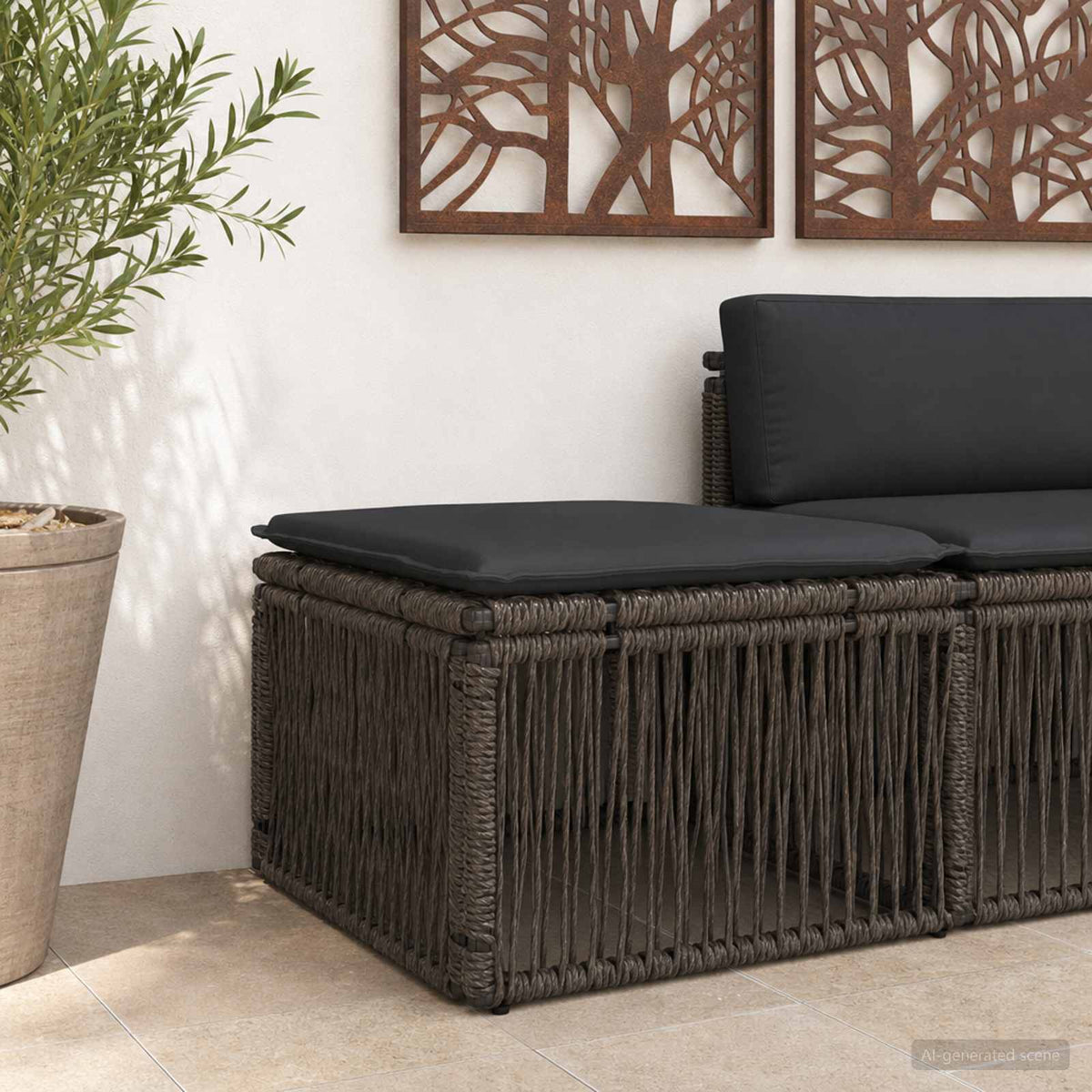 Fodskammel Grå polyrattan