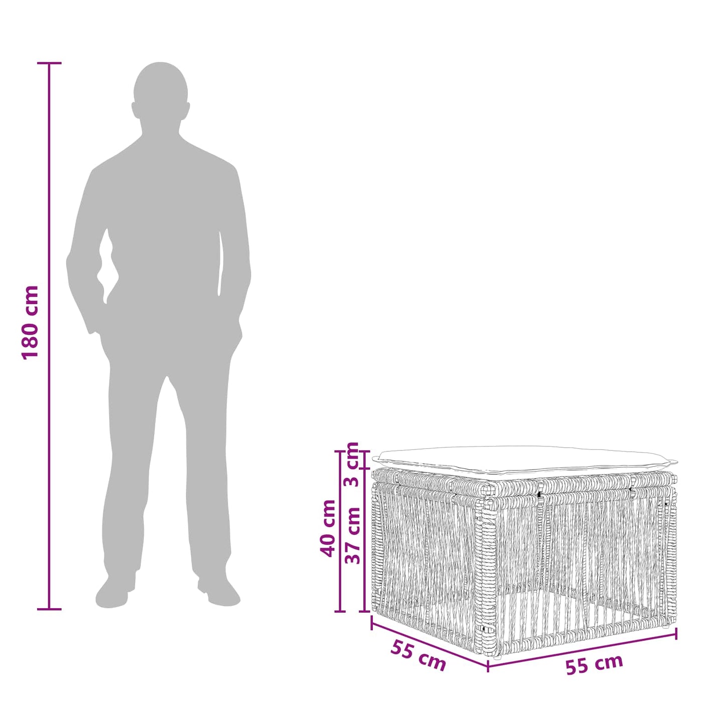 Fodskammel Grå polyrattan